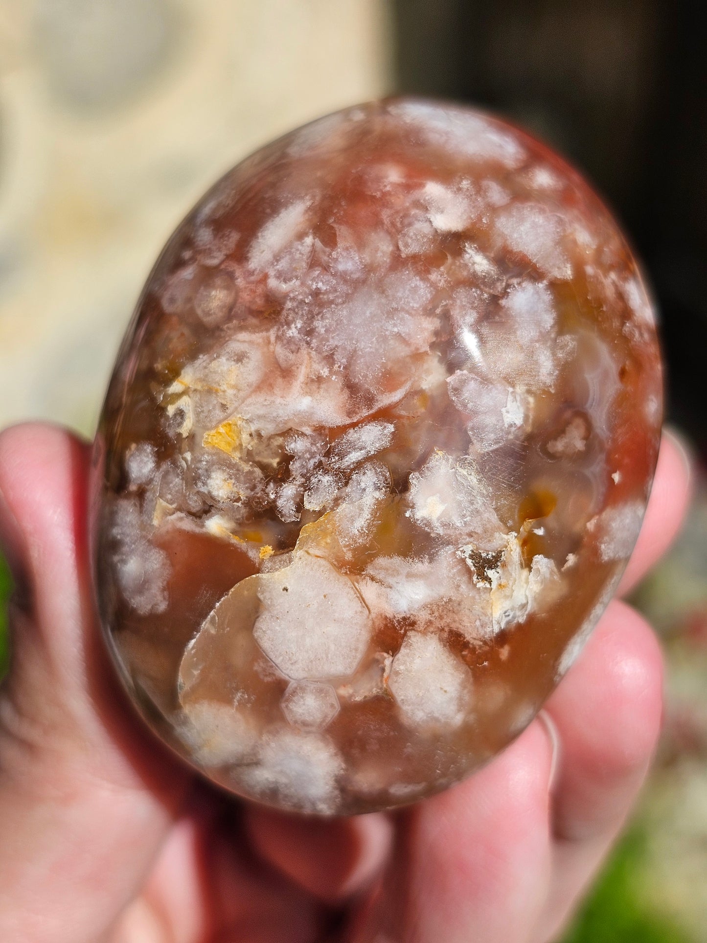 Galet Agate fleurs de cerisier (à choisir)