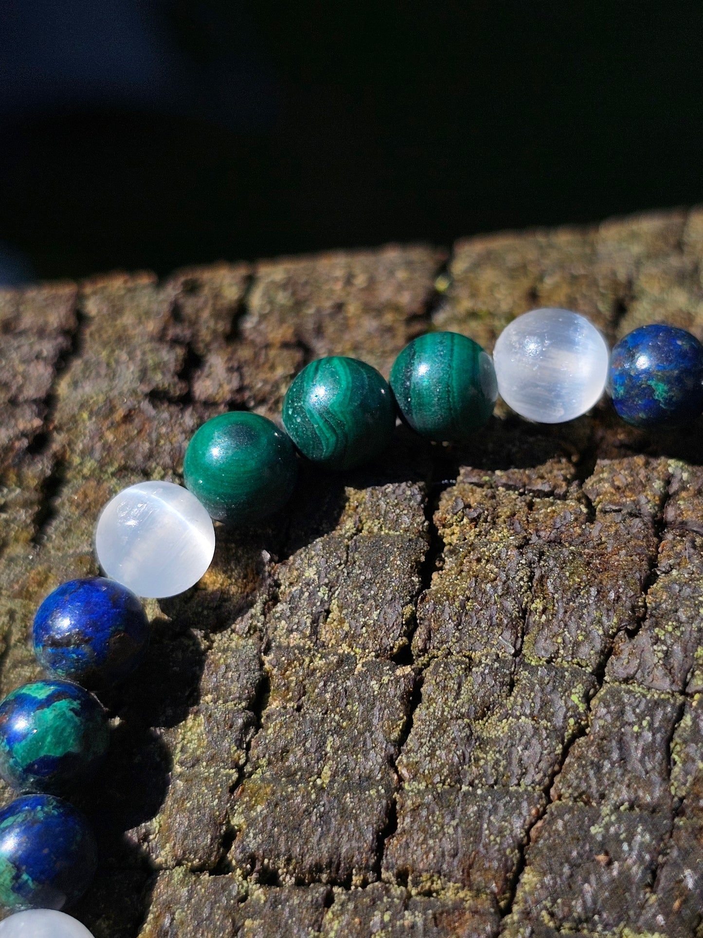 Bracelet Azurite, Malachite et Sélénite