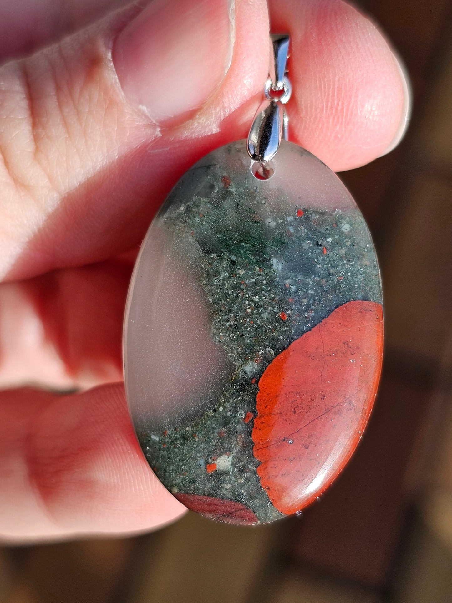Pendentif en Jaspe Héliotrope JH2