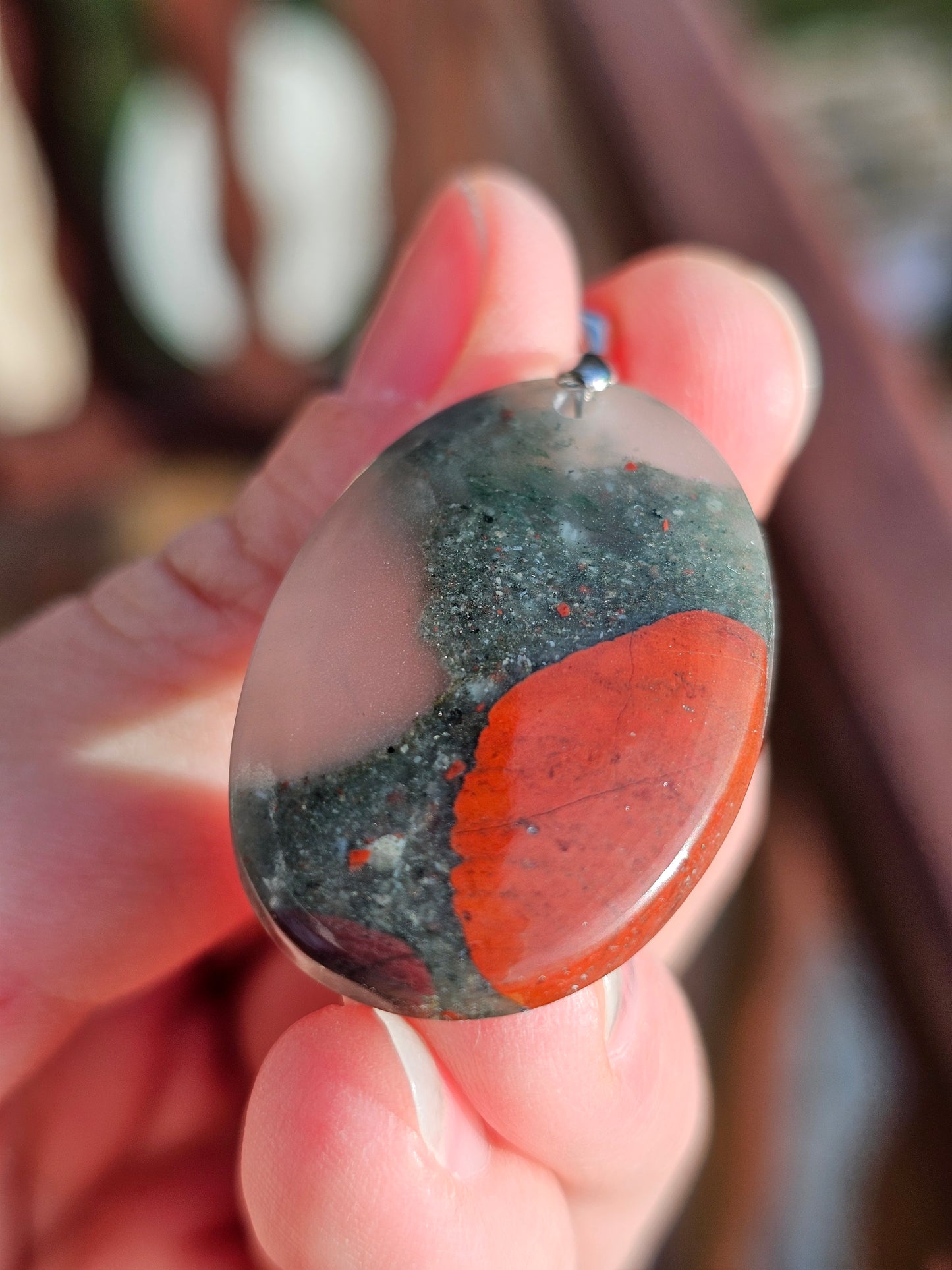 Pendentif en Jaspe Héliotrope JH2