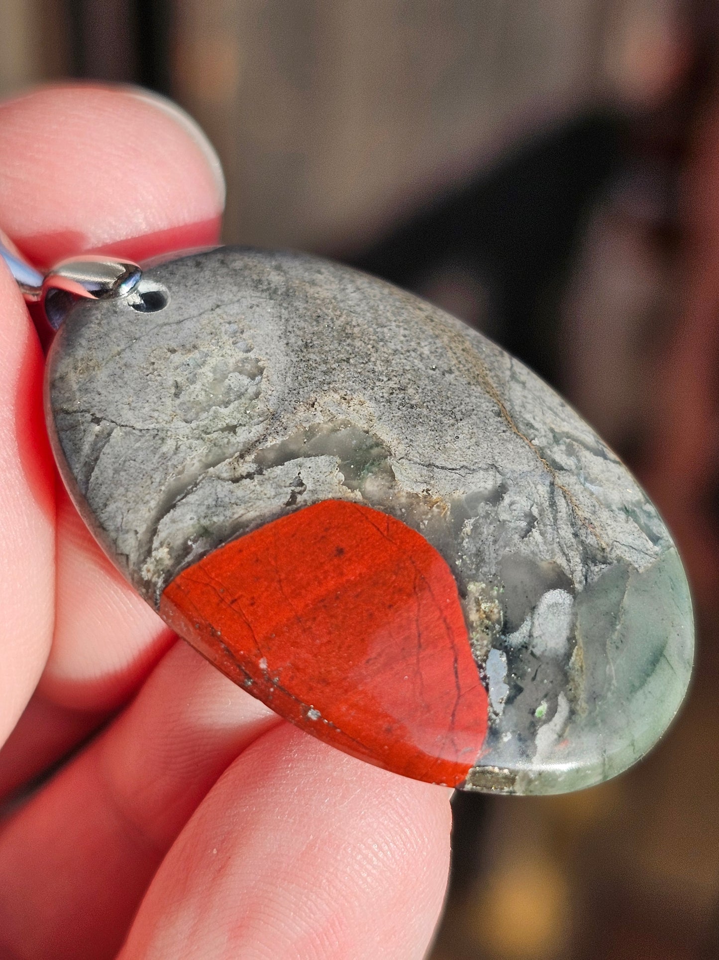 Pendentif en Jaspe Héliotrope JH3