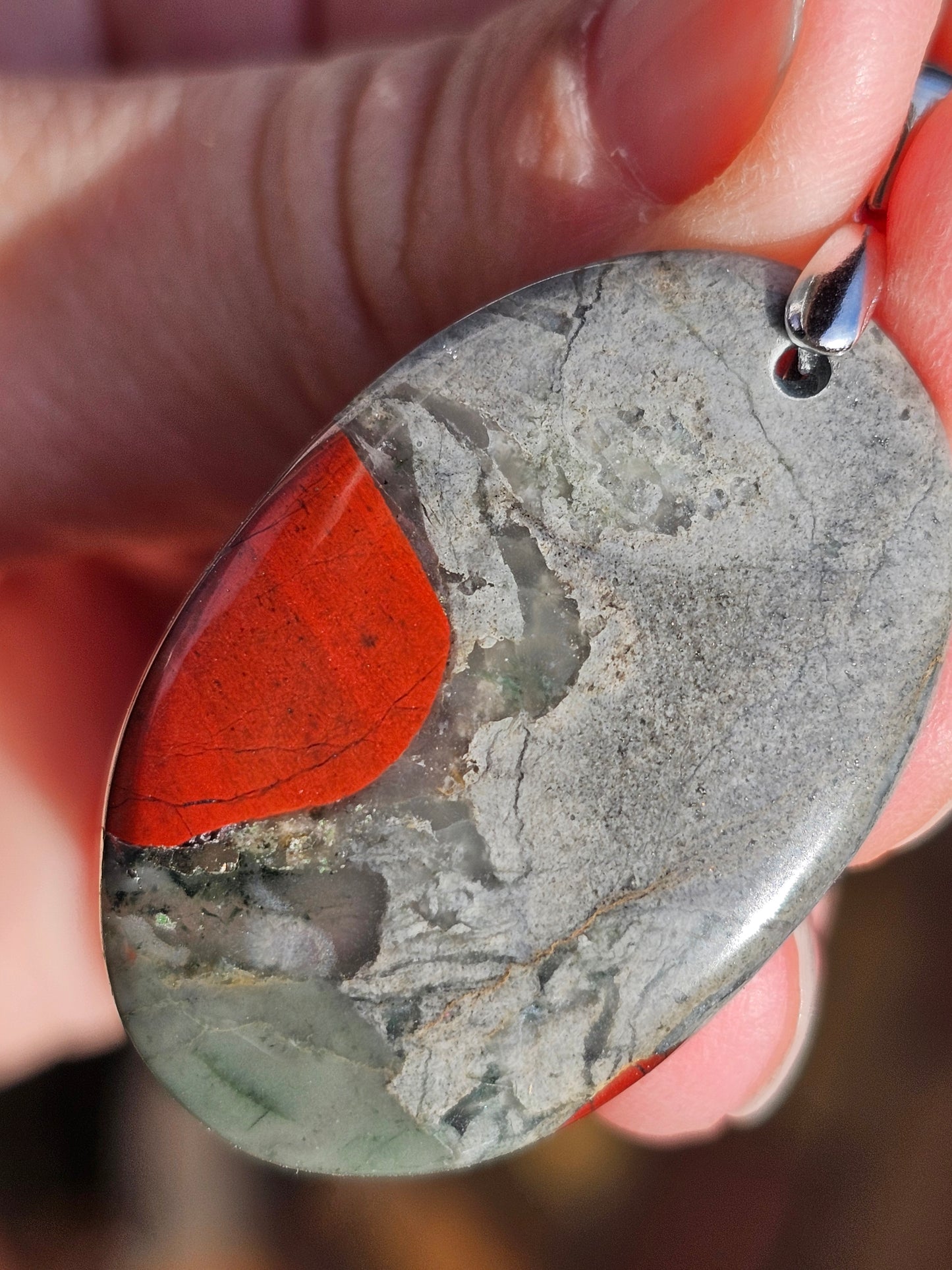 Pendentif en Jaspe Héliotrope JH3