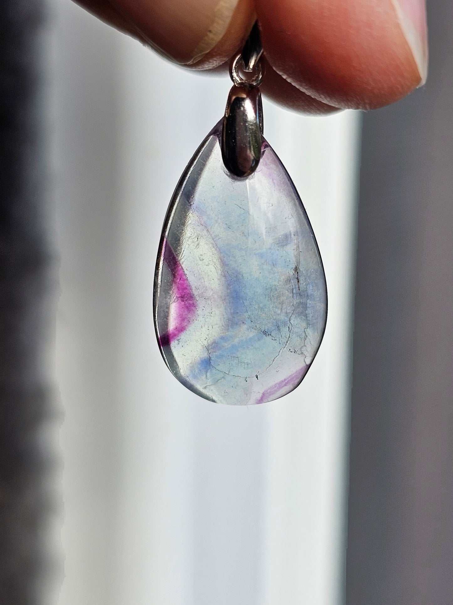 Pendentif en Fluorite verte/bleue
