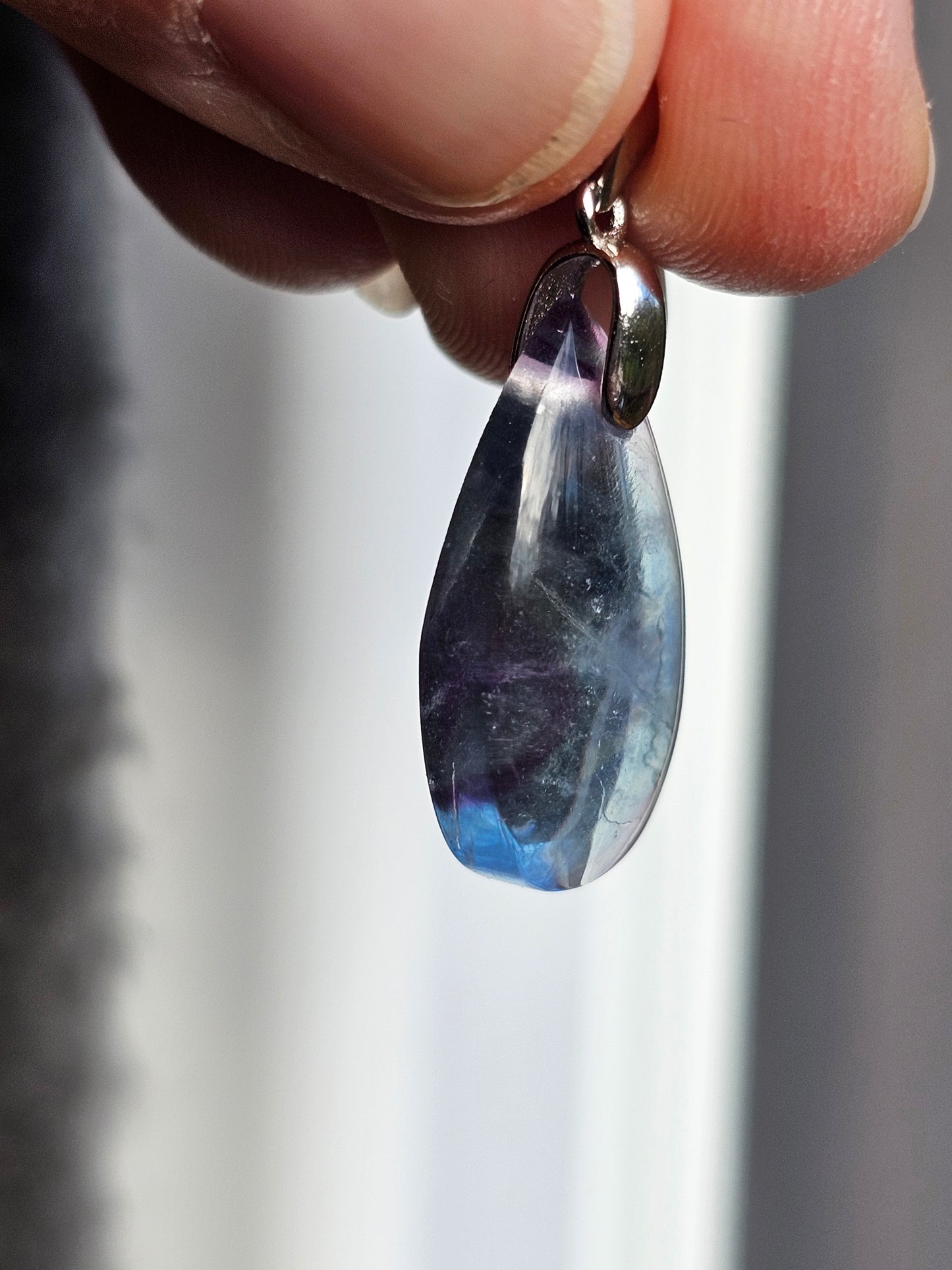 Pendentif en Fluorite verte/bleue