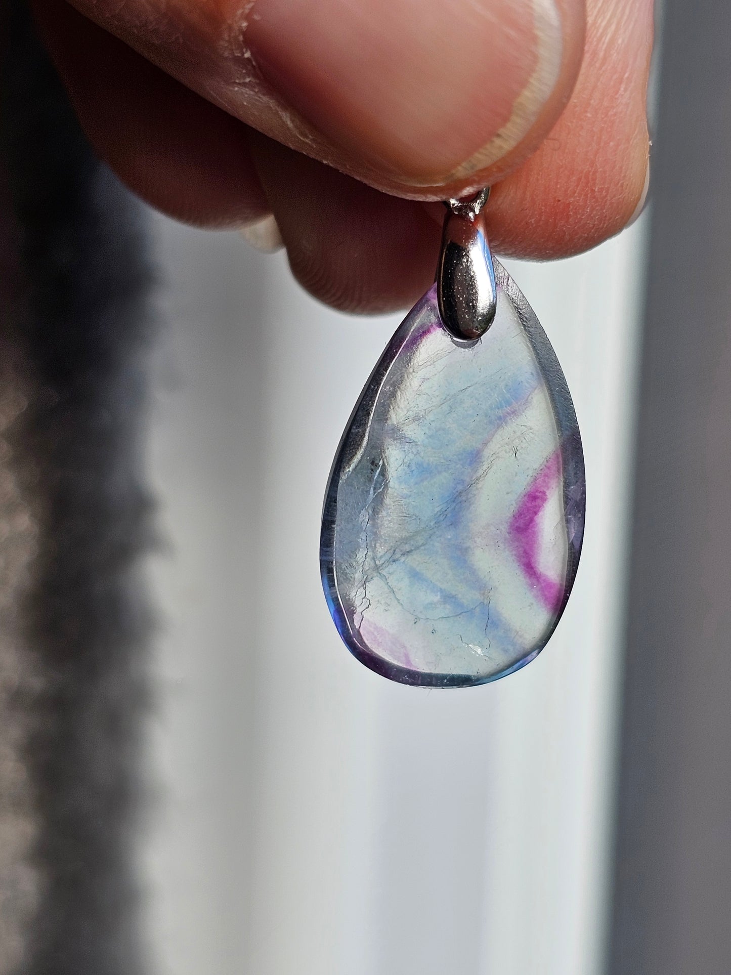 Pendentif en Fluorite verte/bleue