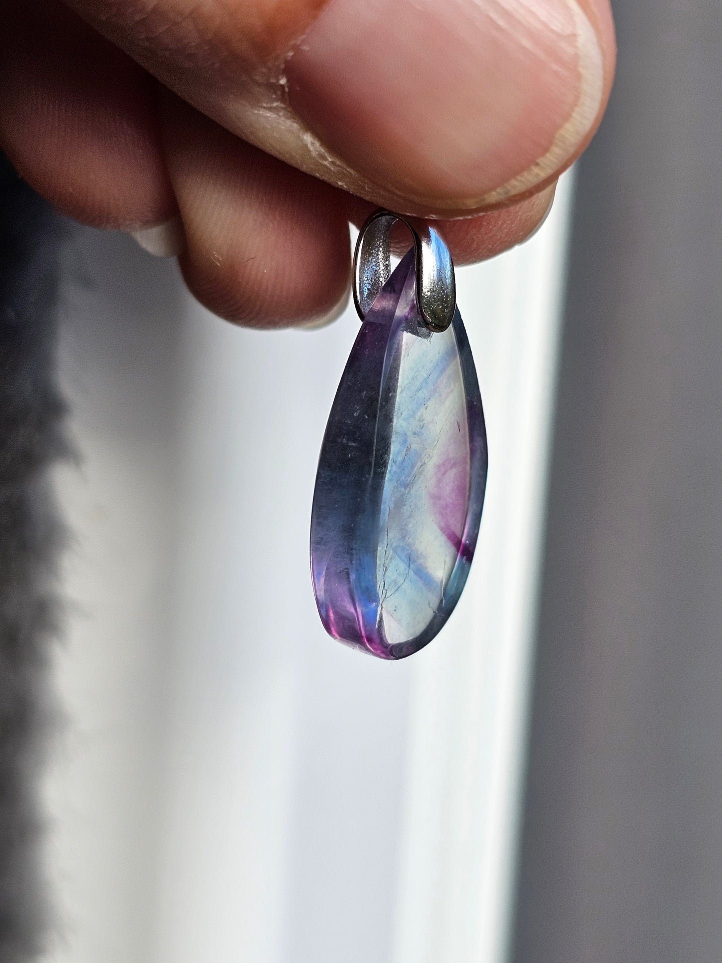 Pendentif en Fluorite verte/bleue