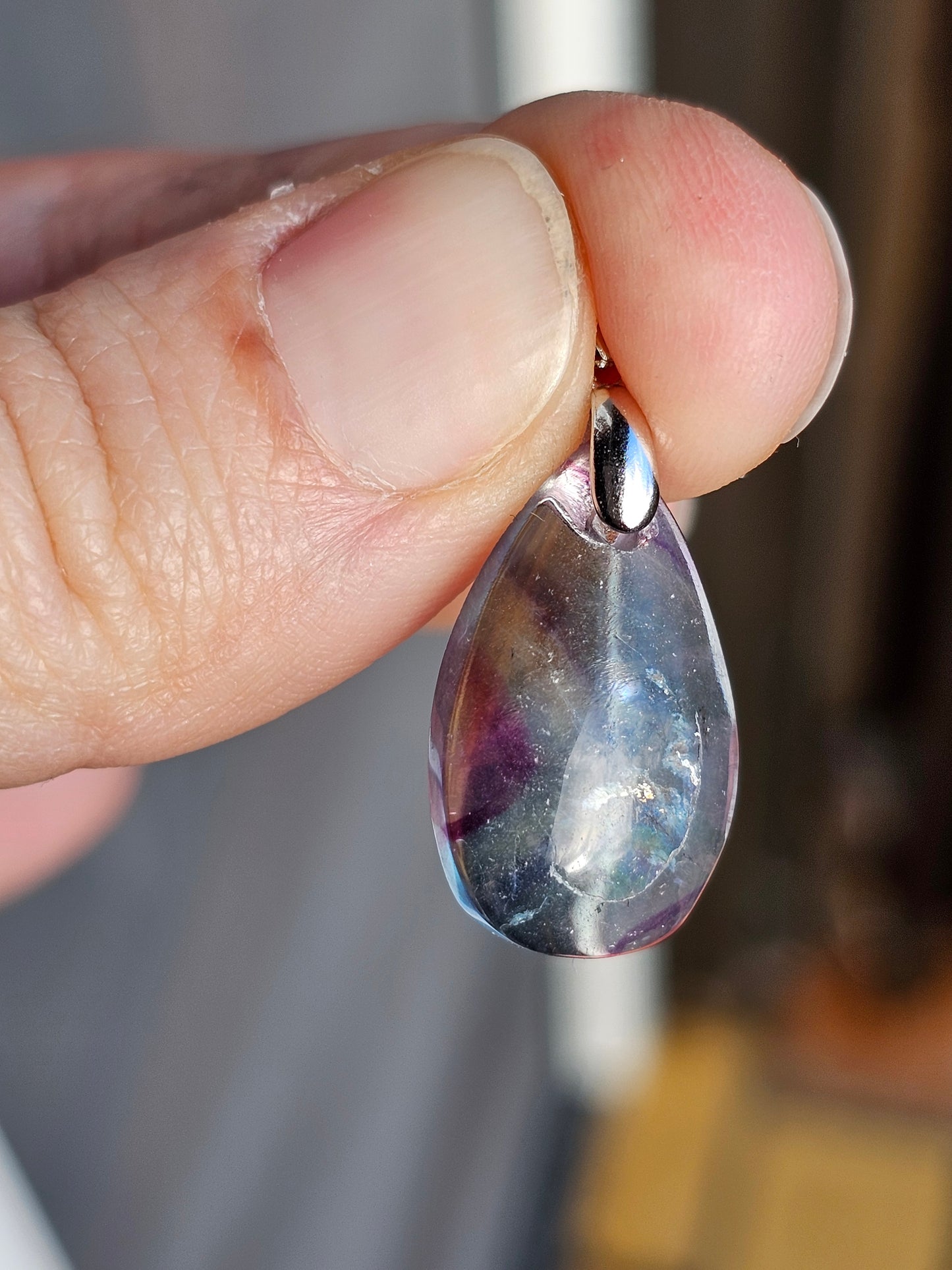 Pendentif en Fluorite verte/bleue
