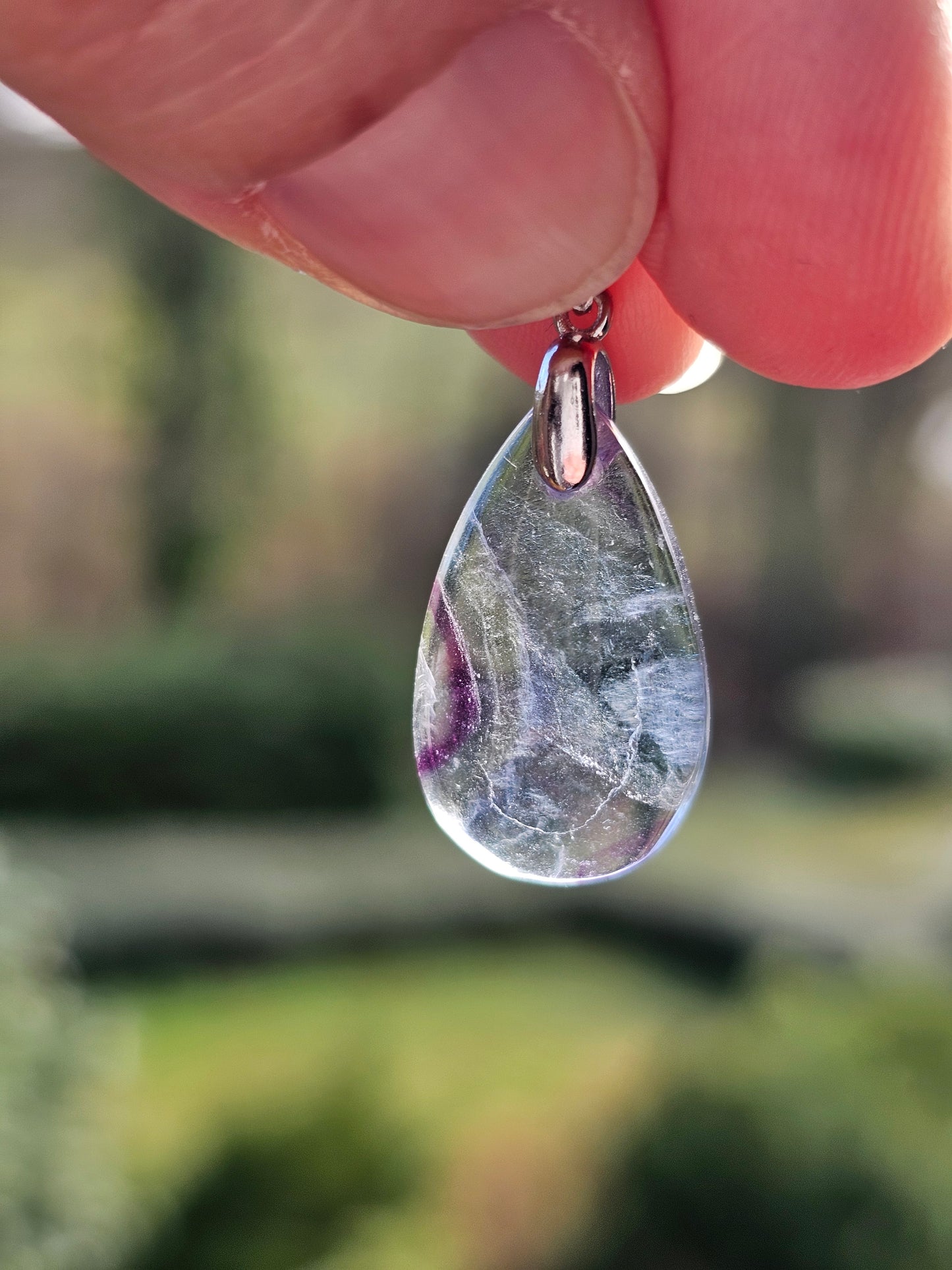 Pendentif en Fluorite verte/bleue