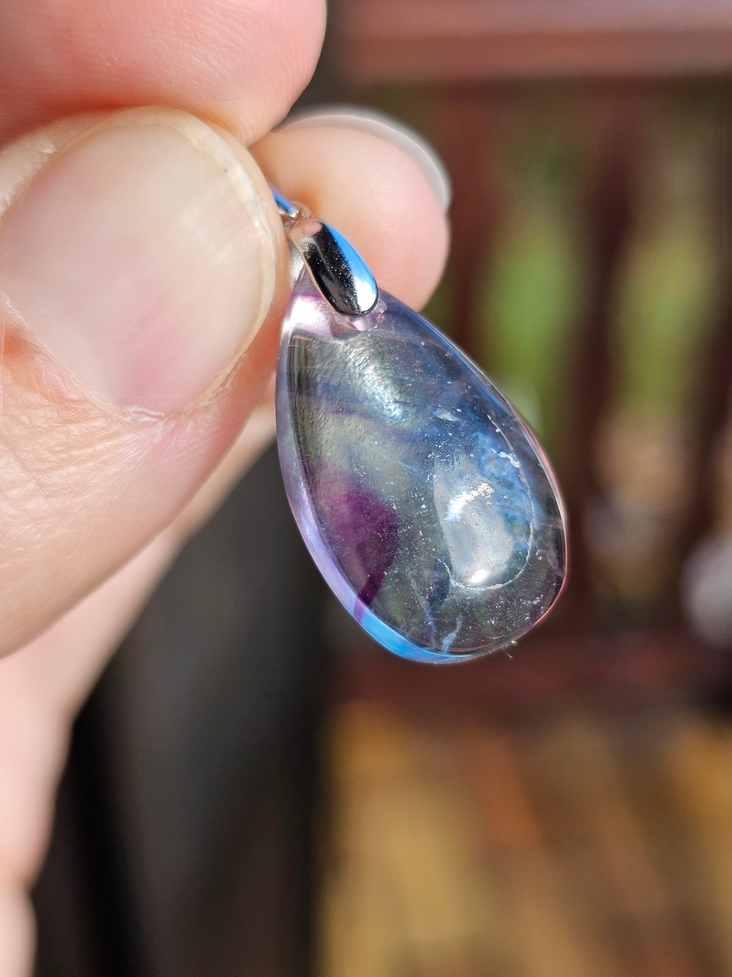 Pendentif en Fluorite verte/bleue
