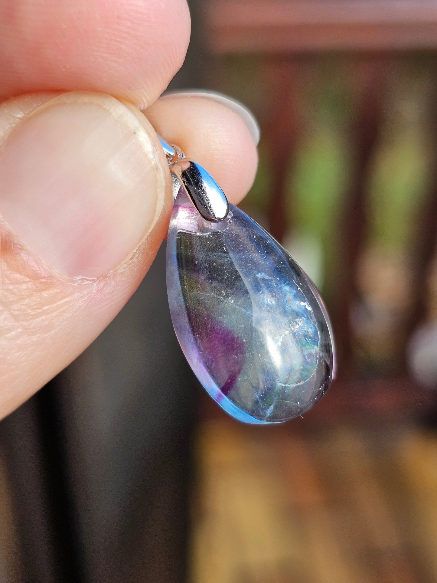 Pendentif en Fluorite verte/bleue