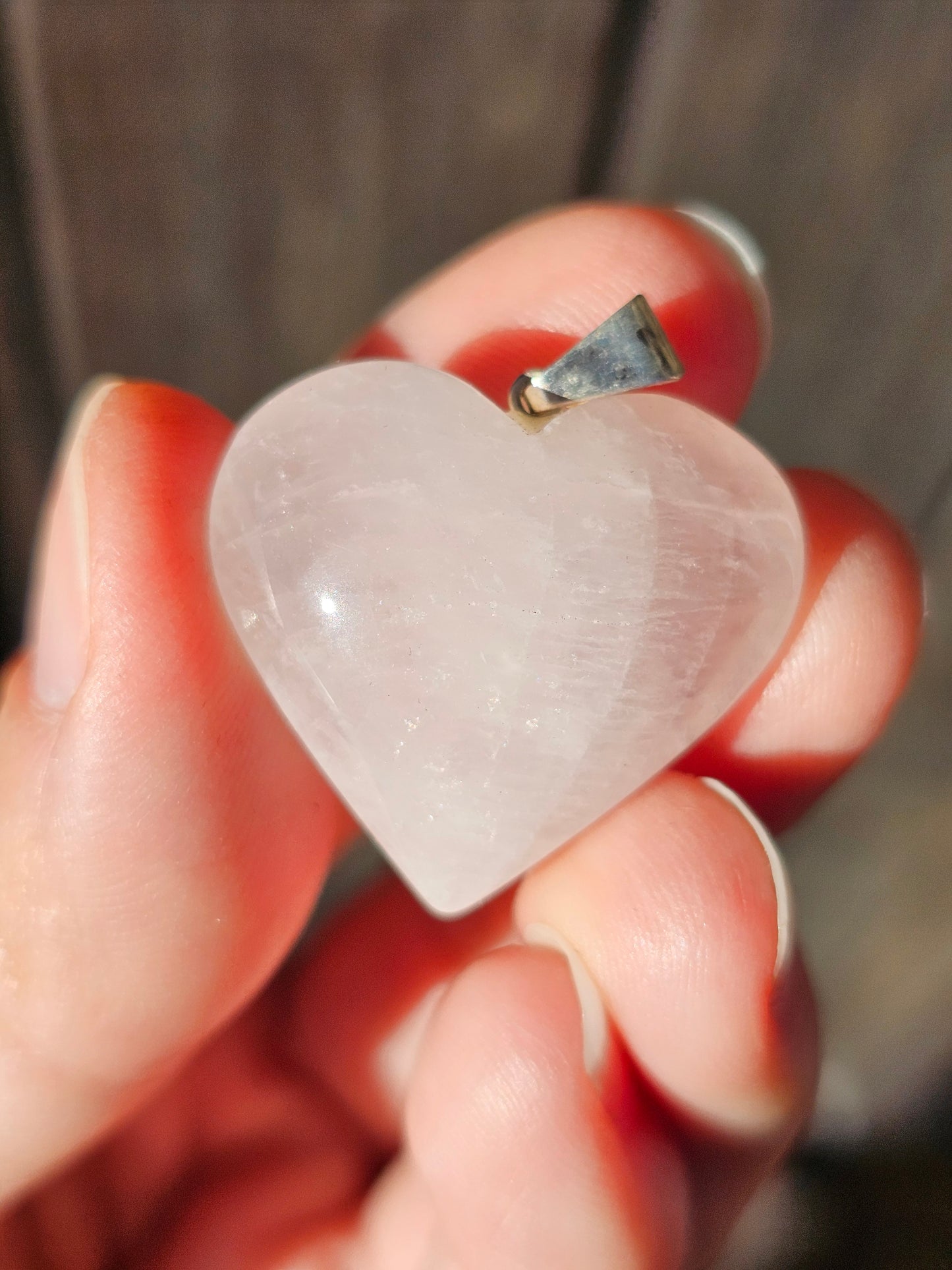 Pendentif coeur en quartz rose