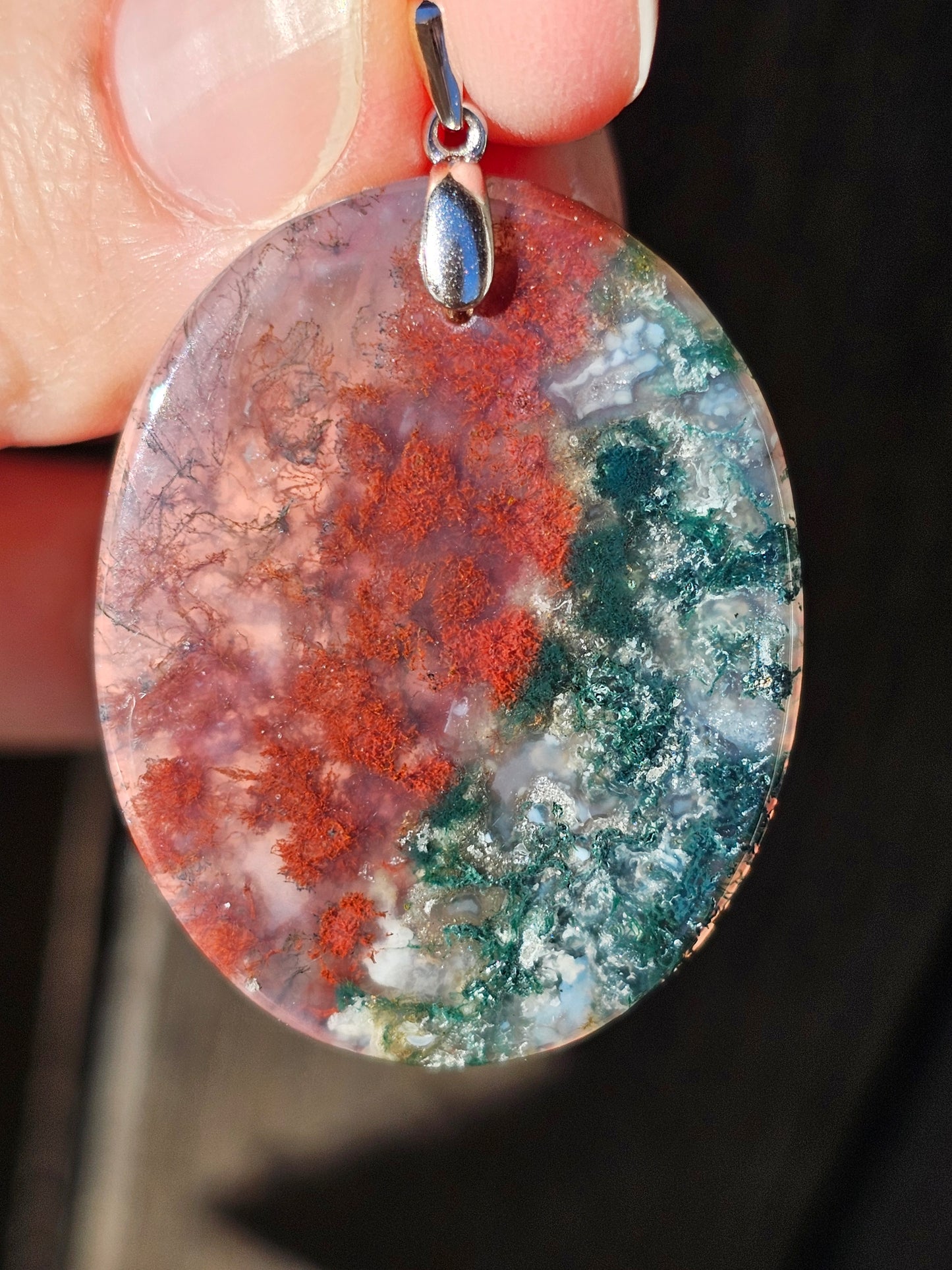 Pendentif en Agate mousse bicolore n°1