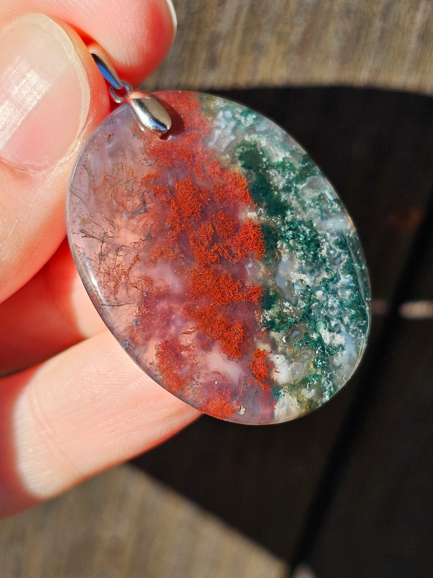 Pendentif en Agate mousse bicolore n°1