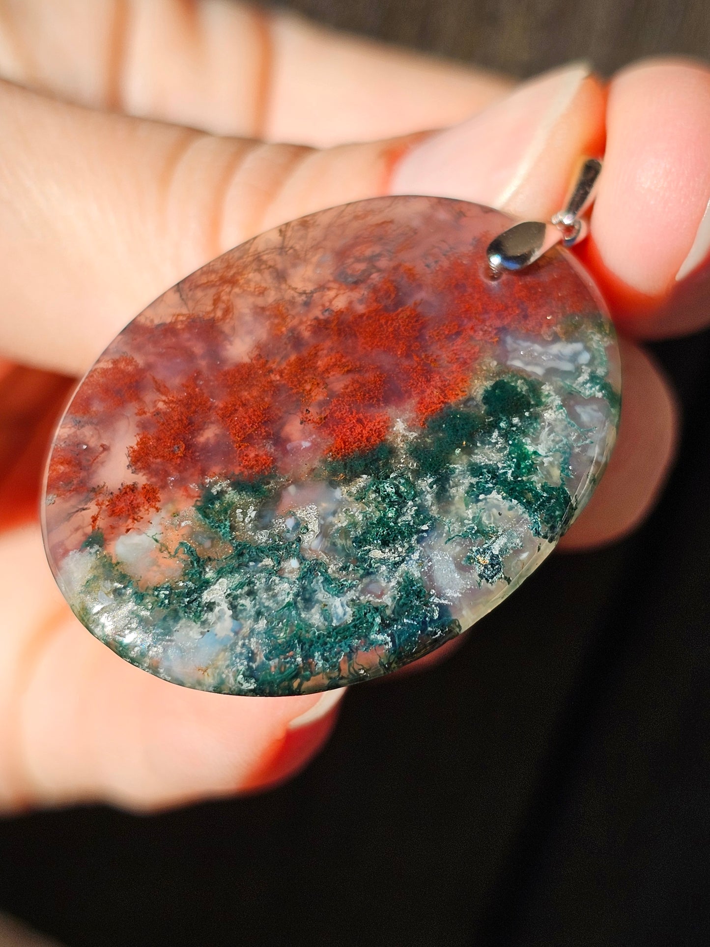 Pendentif en Agate mousse bicolore n°1
