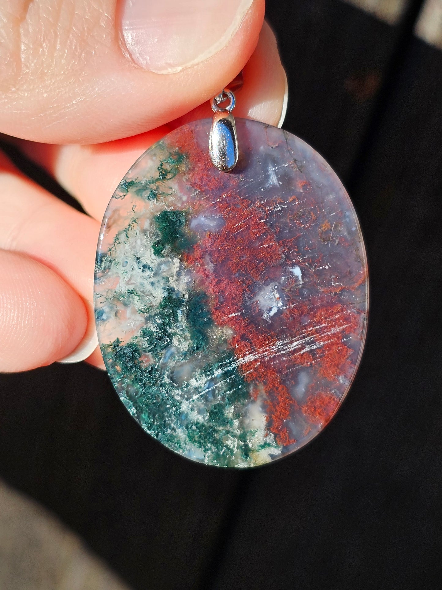 Pendentif en Agate mousse bicolore n°1