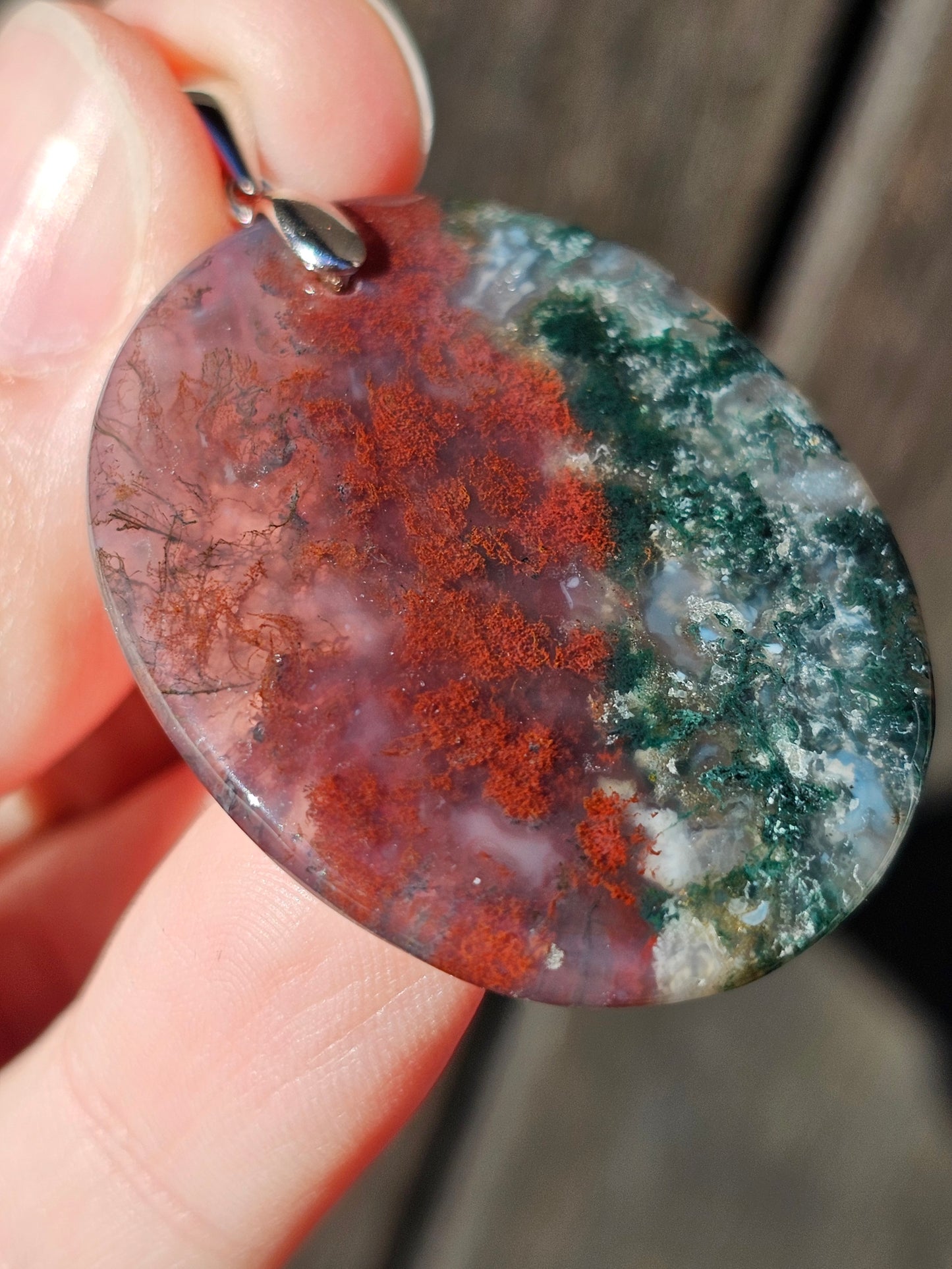 Pendentif en Agate mousse bicolore n°1