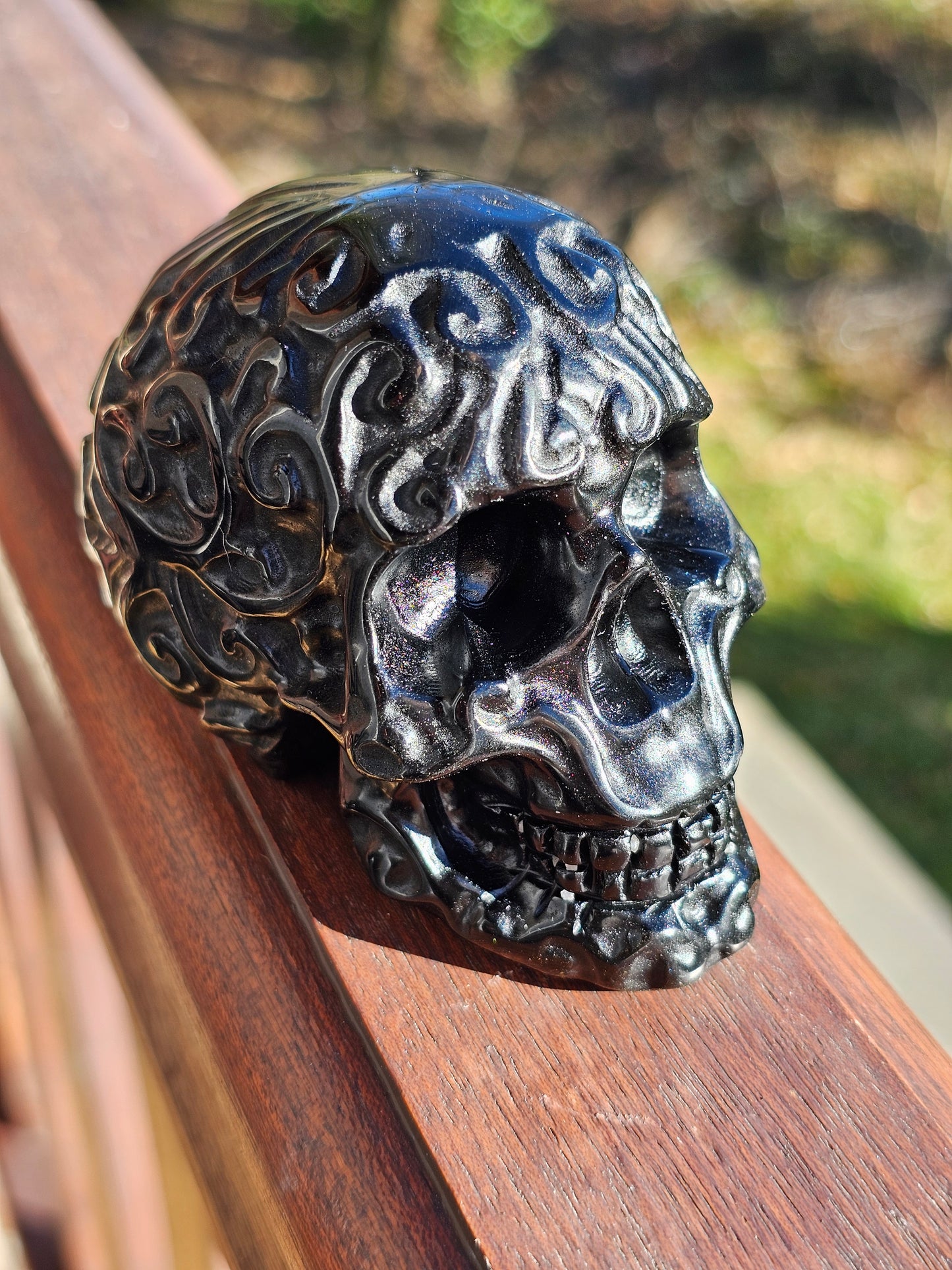 Crâne sculpté en Obsidienne noire