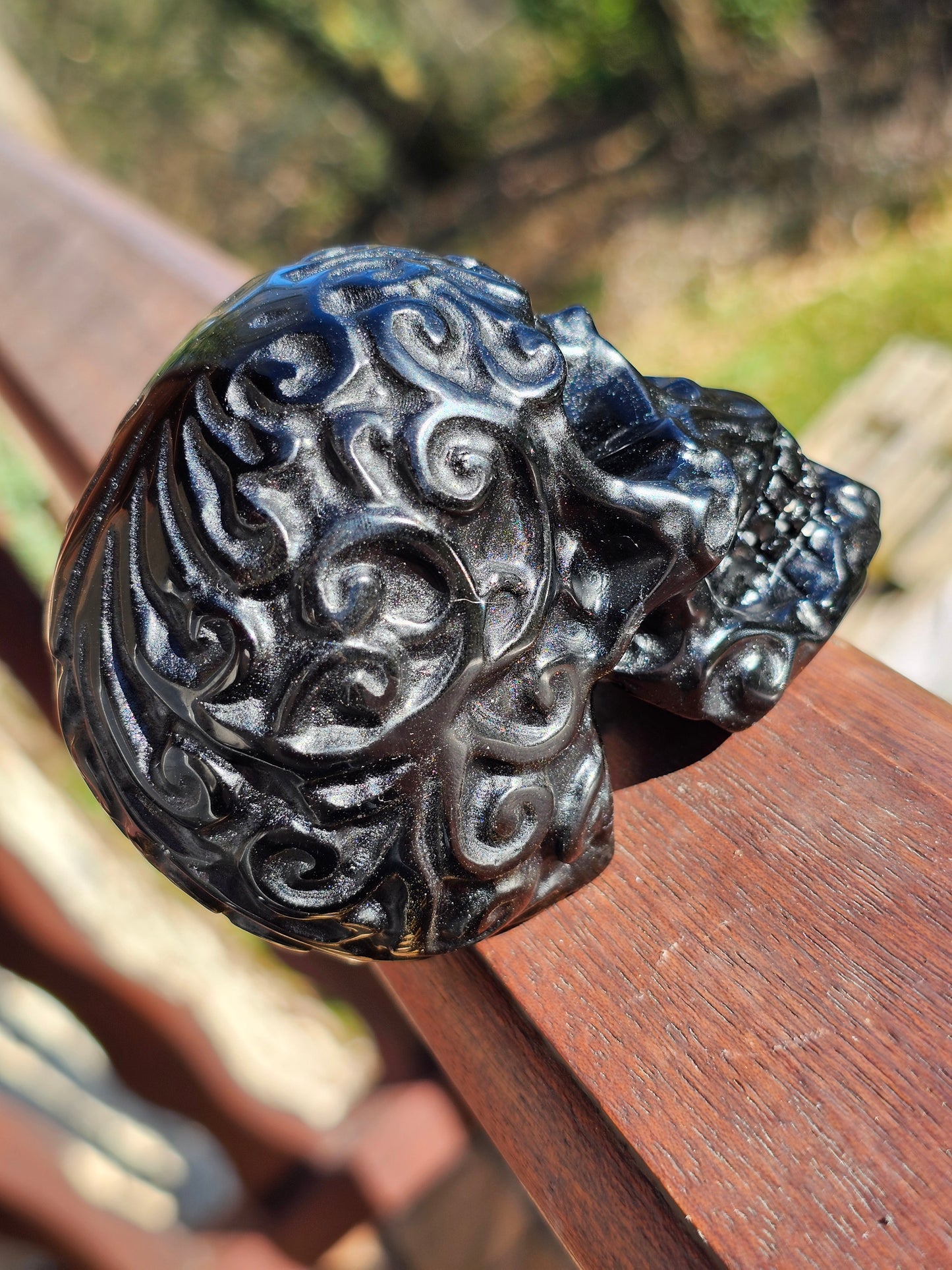 Crâne sculpté en Obsidienne noire