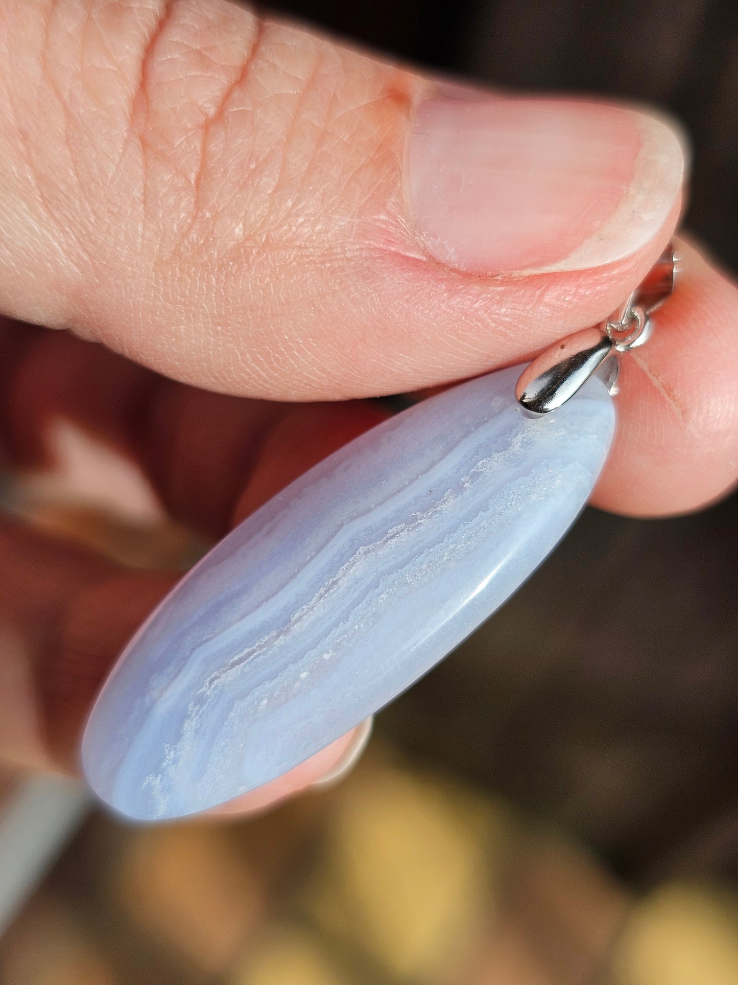Pendentif en Calcédoine bleue n°1