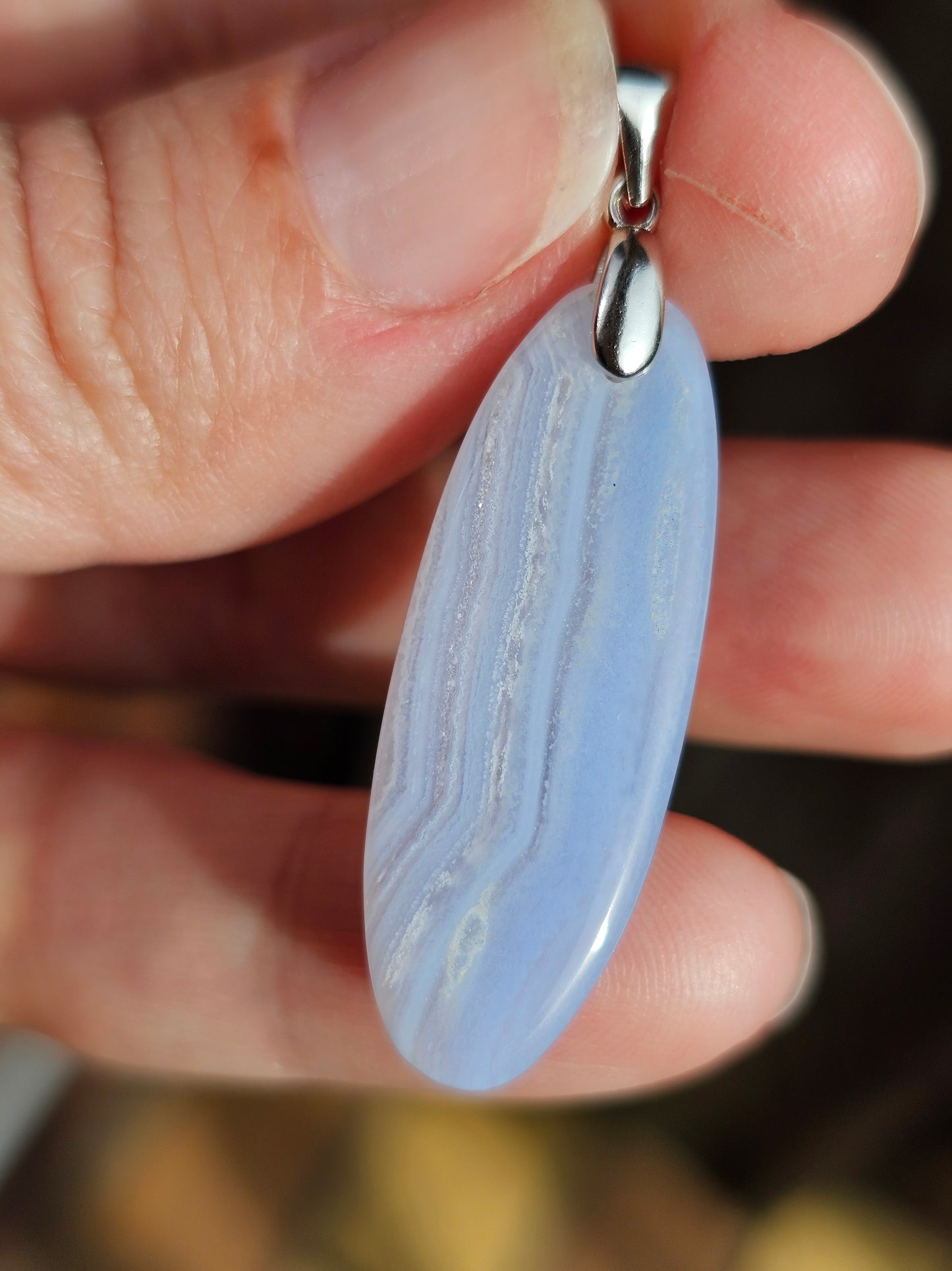 Pendentif en Calcédoine bleue n°1