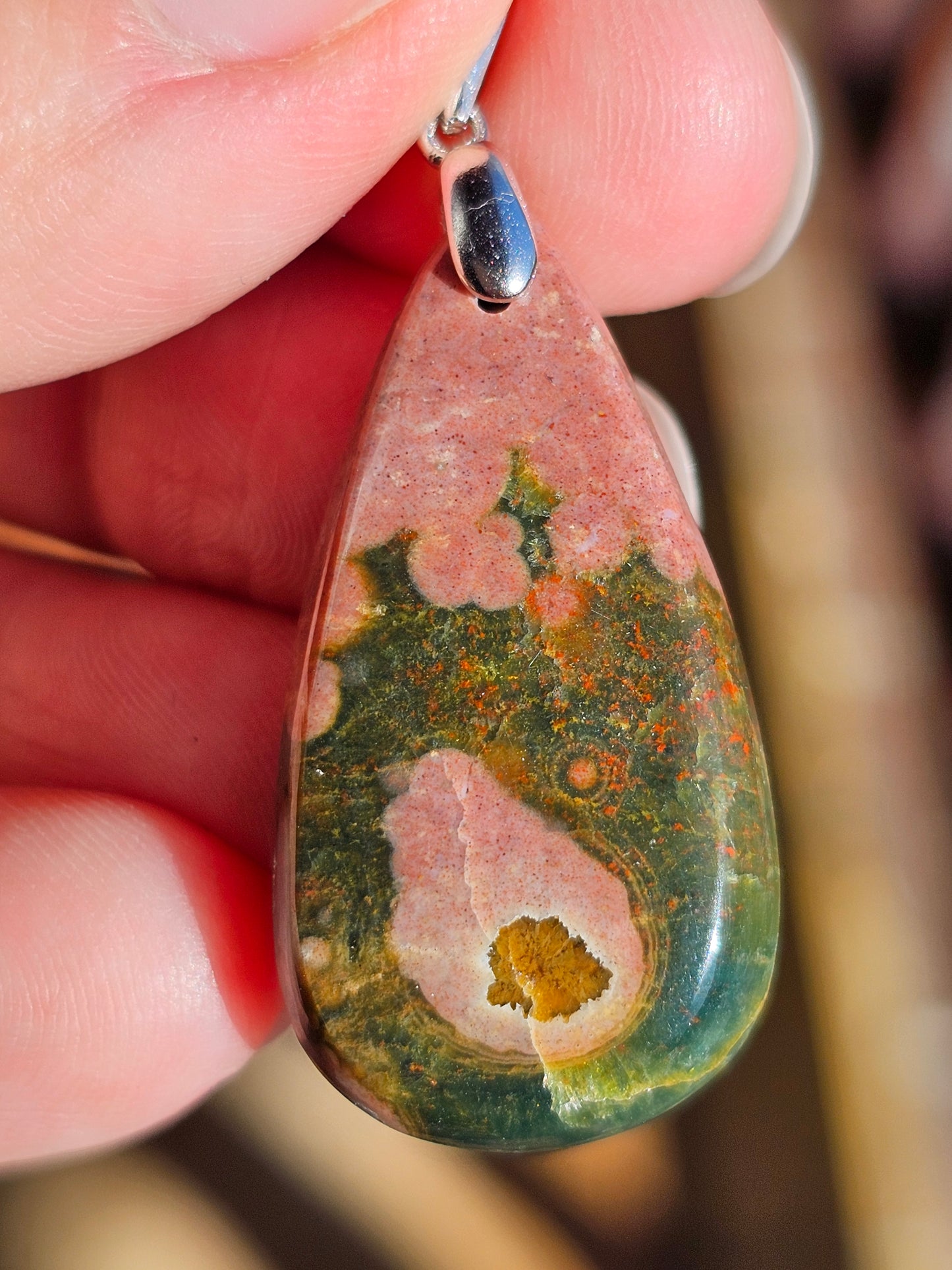 Pendentif en Jaspe orbiculaire n°3