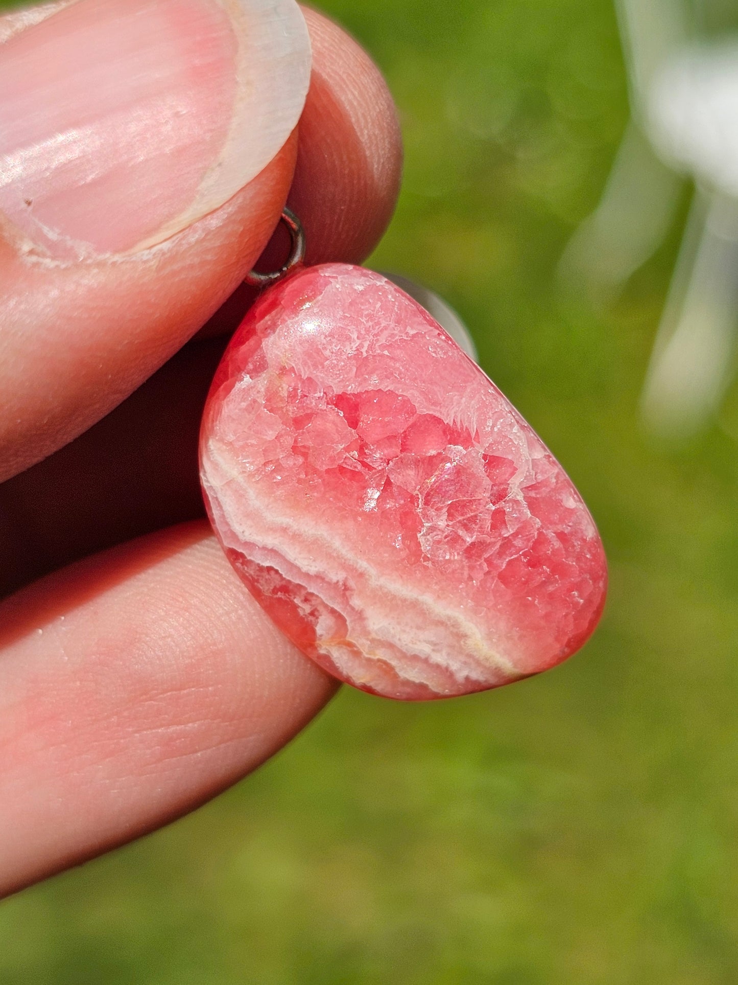 Pendentif pierre roulée de Rhodochrosite