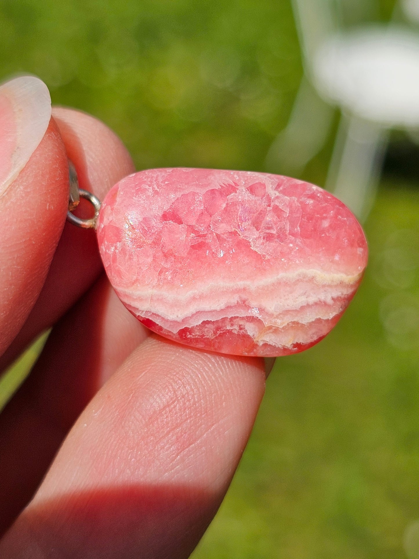 Pendentif pierre roulée de Rhodochrosite