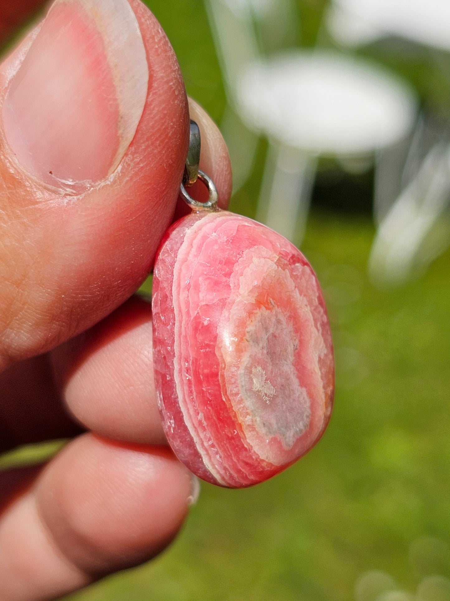 Pendentif pierre roulée de Rhodochrosite