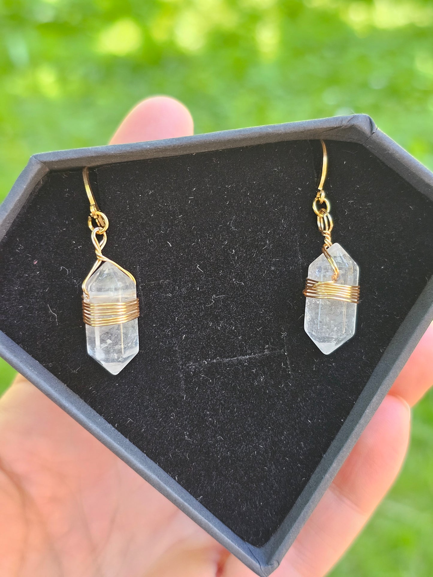 Boucles d'oreilles pointe cristal de roche