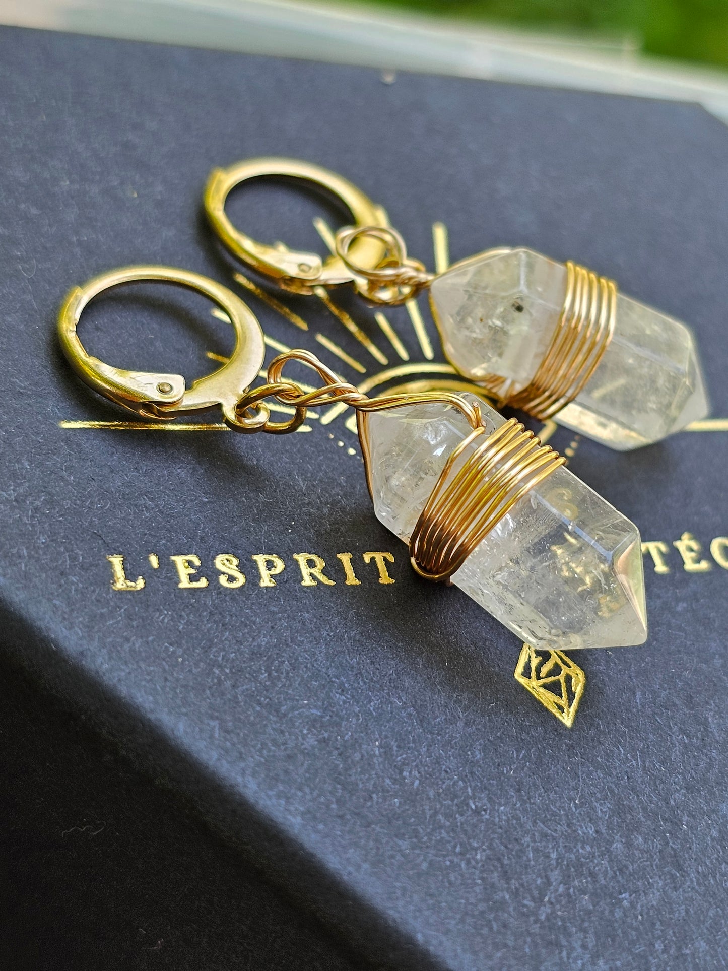 Boucles d'oreilles pointe cristal de roche