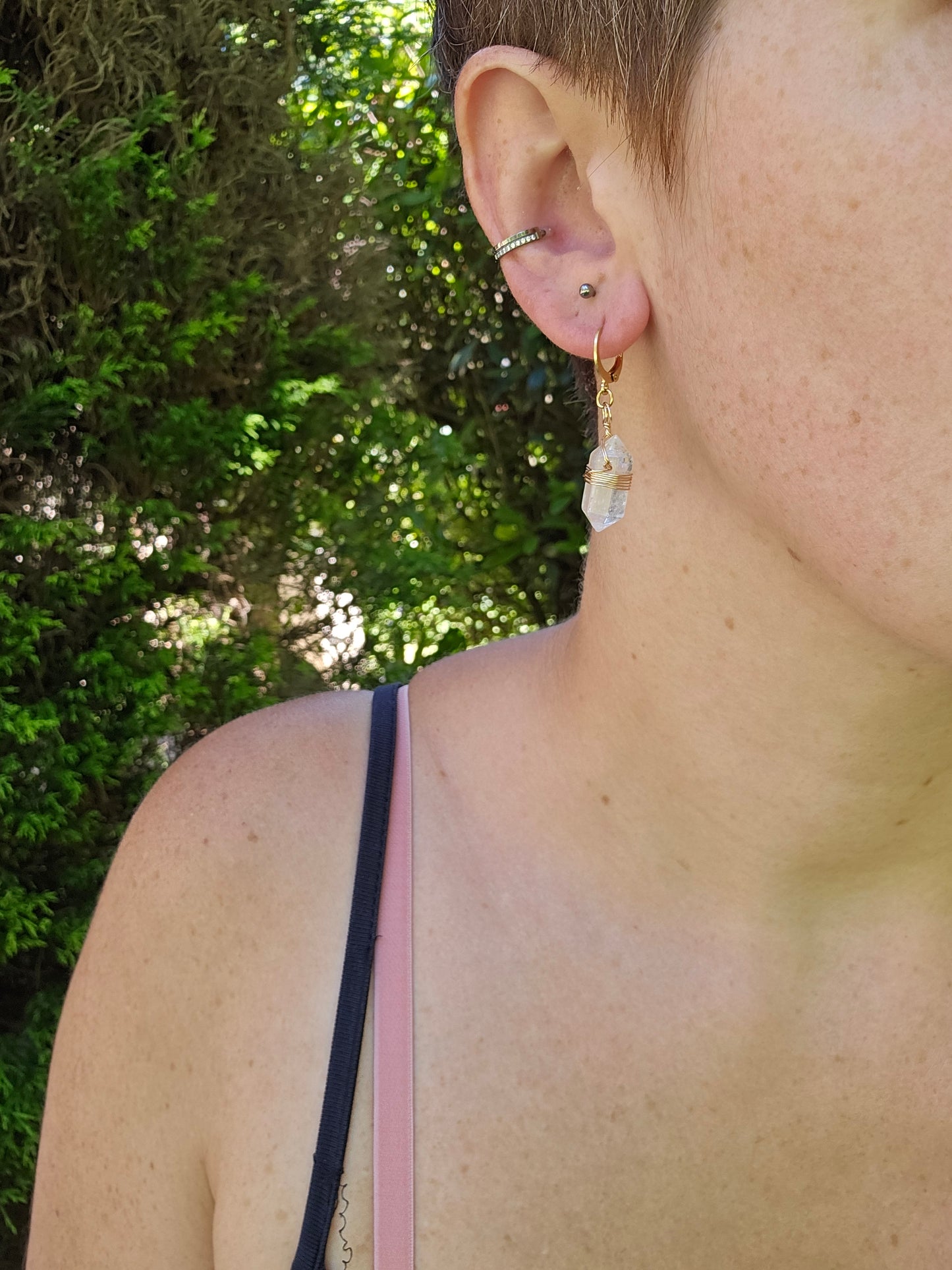 Boucles d'oreilles pointe cristal de roche