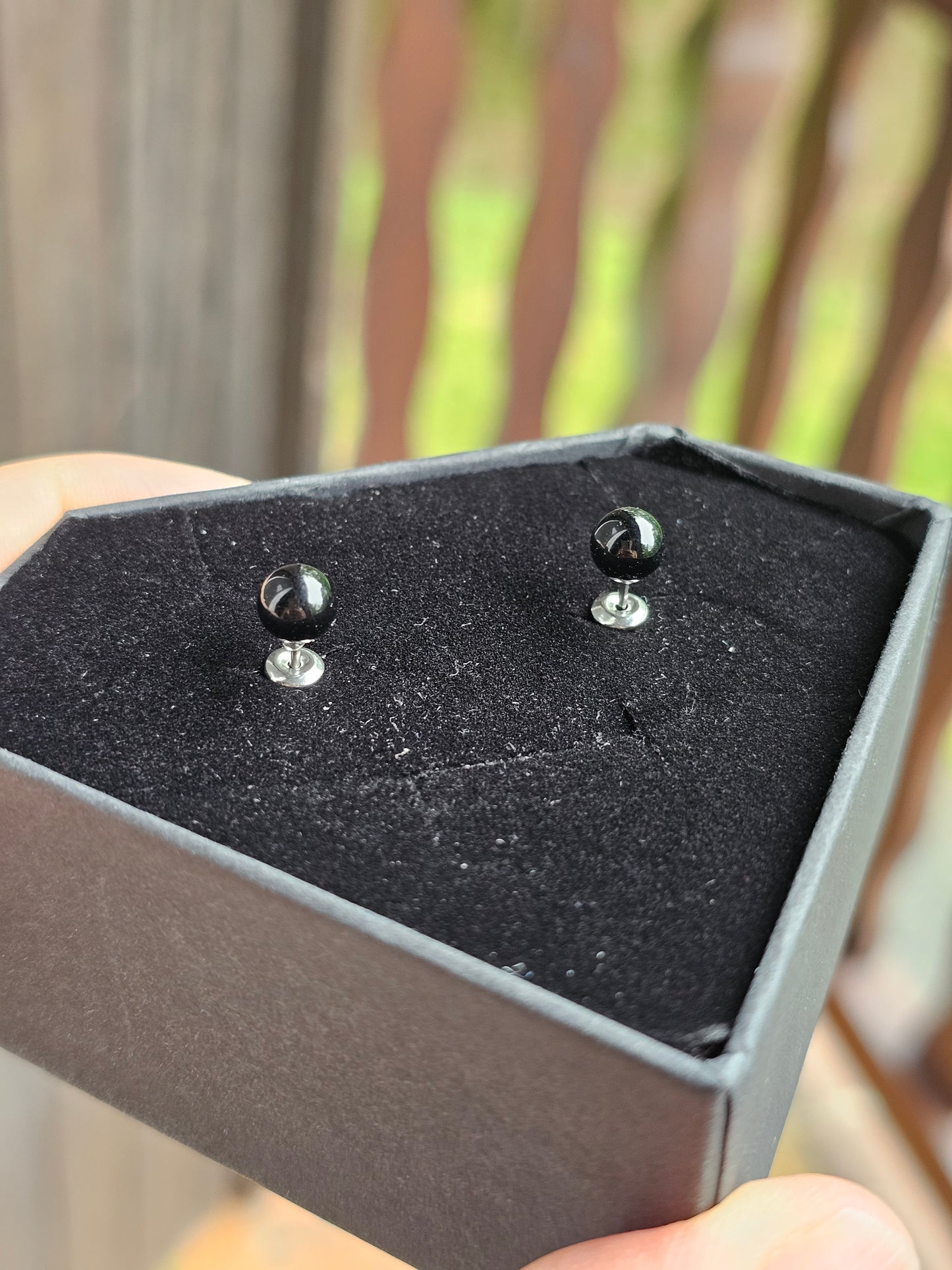 Boucles d'oreilles Obsidienne noire