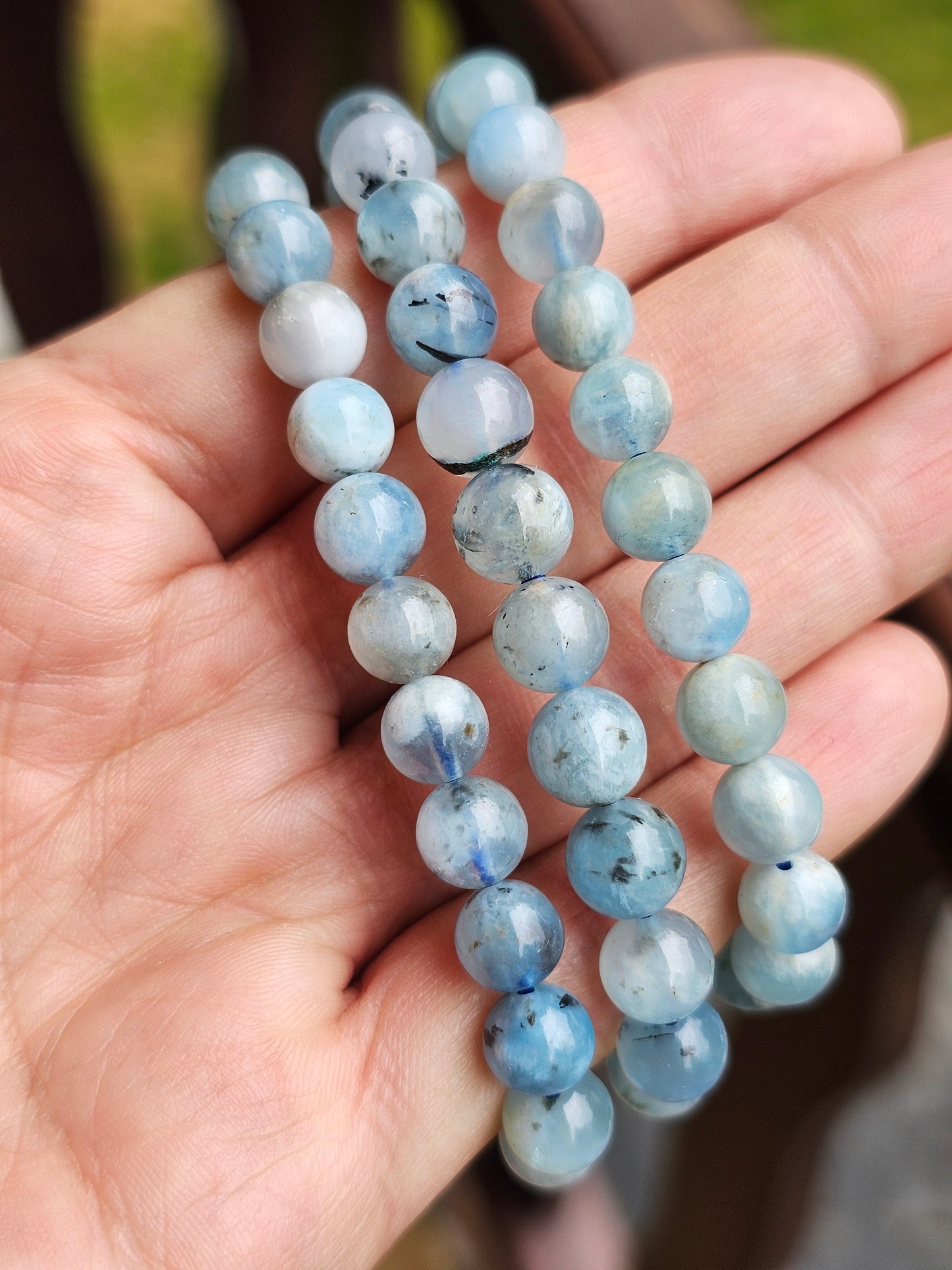 Bracelet Aigue-marine avec inclusions de tourmaline