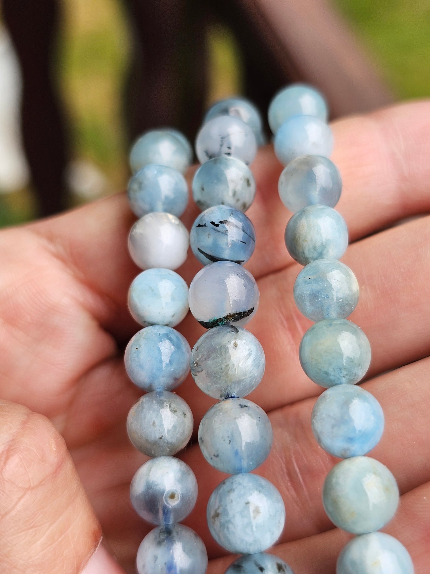 Bracelet Aigue-marine avec inclusions de tourmaline