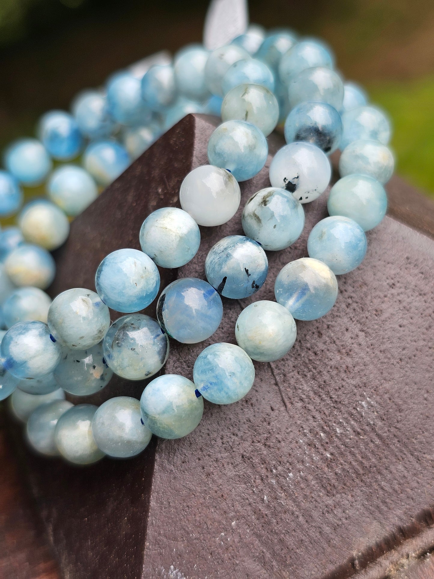 Bracelet Aigue-marine avec inclusions de tourmaline