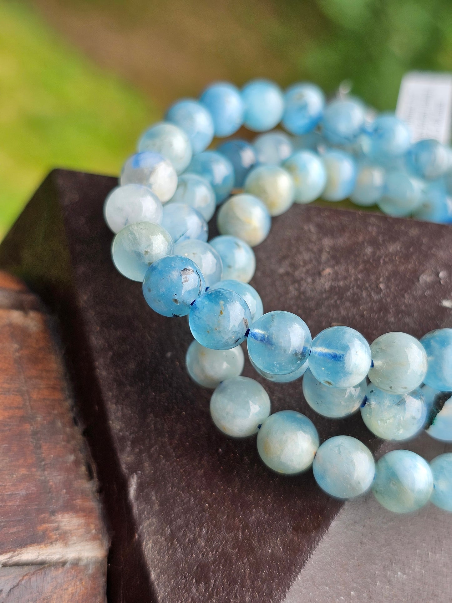 Bracelet Aigue-marine avec inclusions de tourmaline
