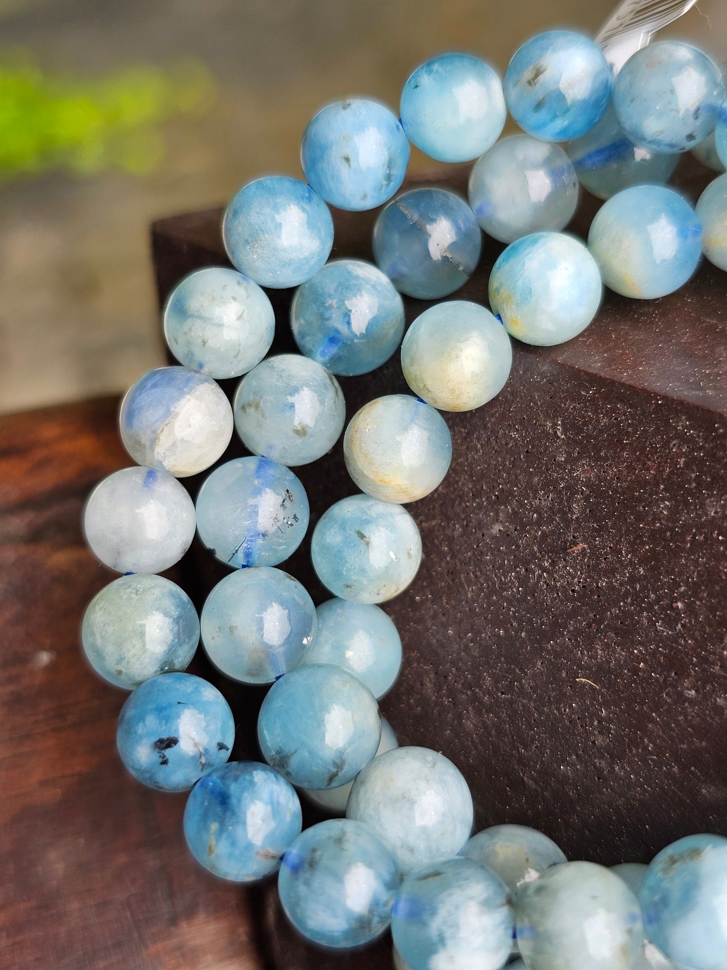 Bracelet Aigue-marine avec inclusions de tourmaline