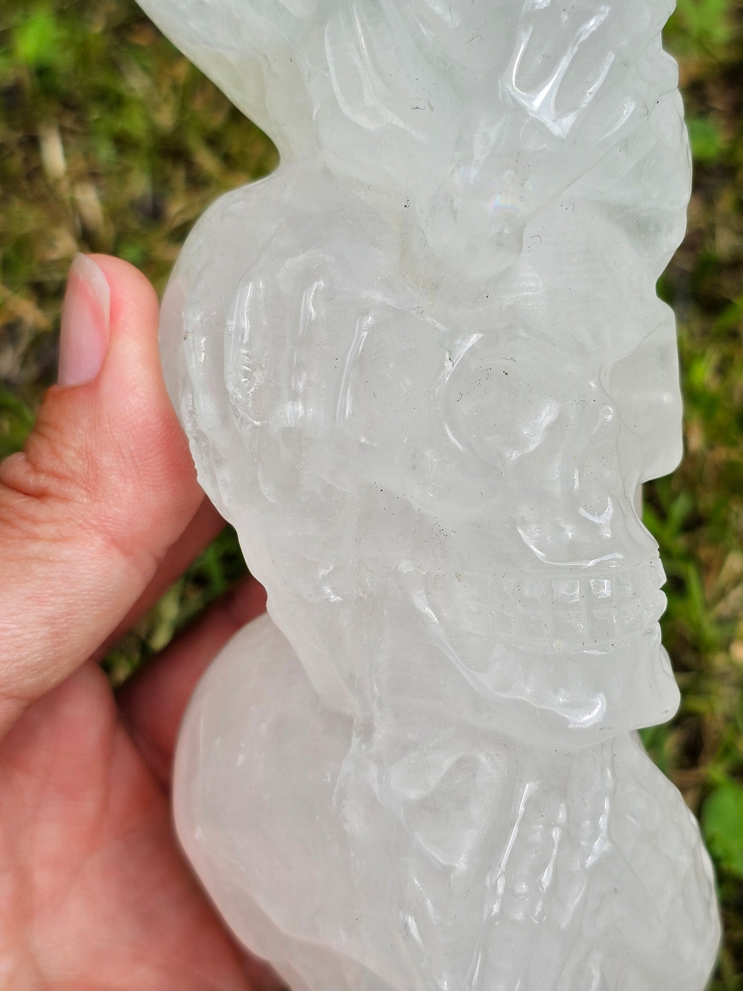 Triple crânes en Quartz (cristal de roche)
