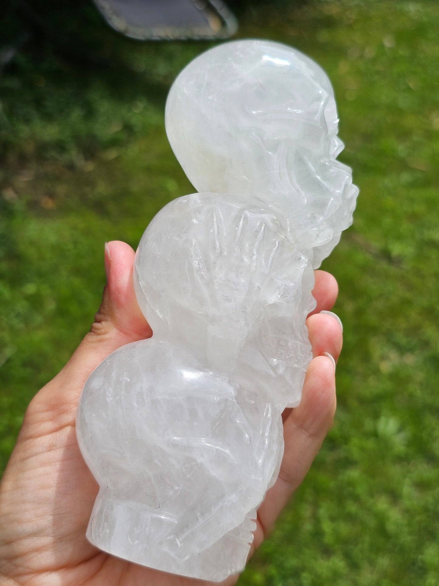 Triple crânes en Quartz (cristal de roche)