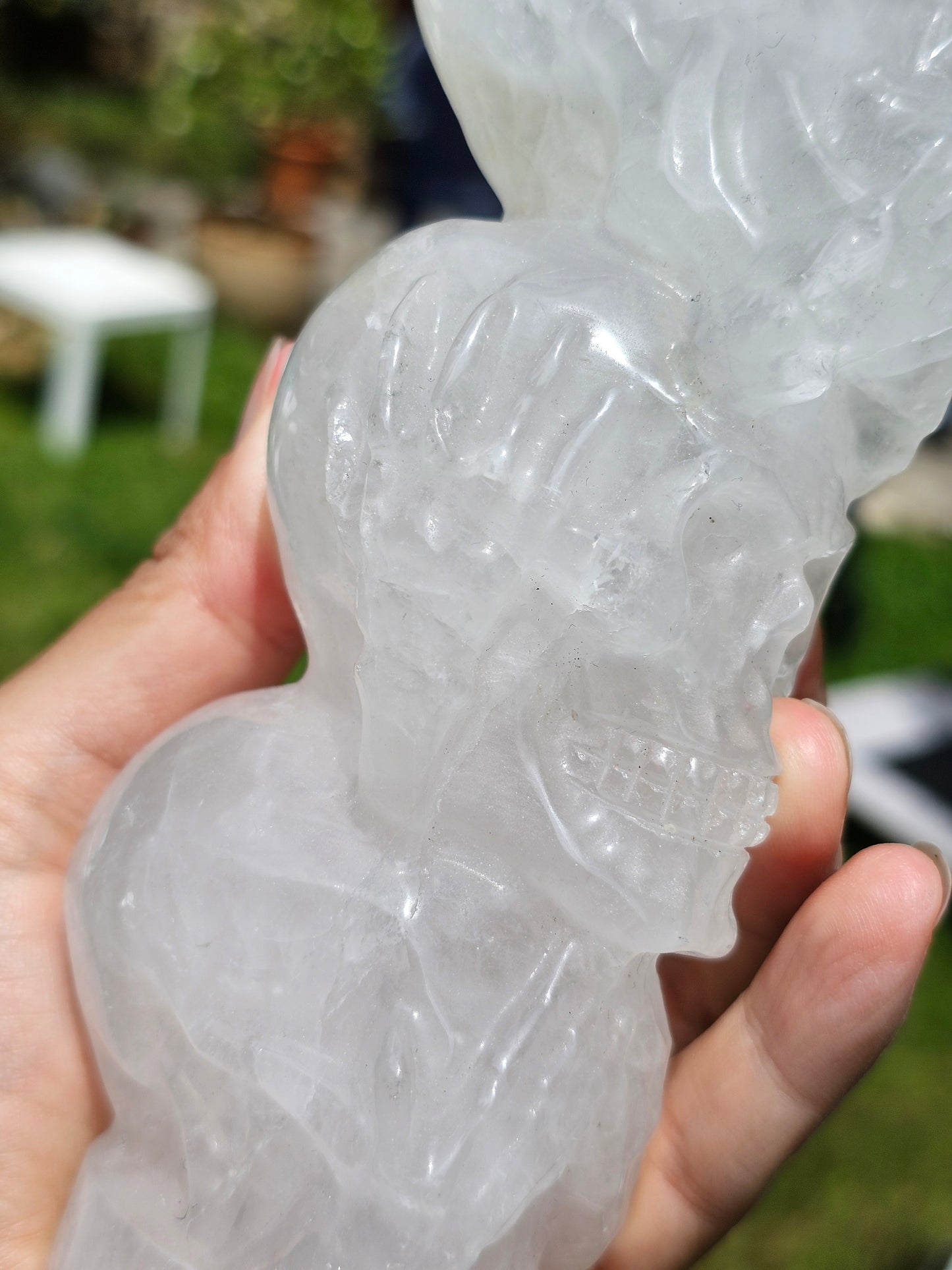 Triple crânes en Quartz (cristal de roche)