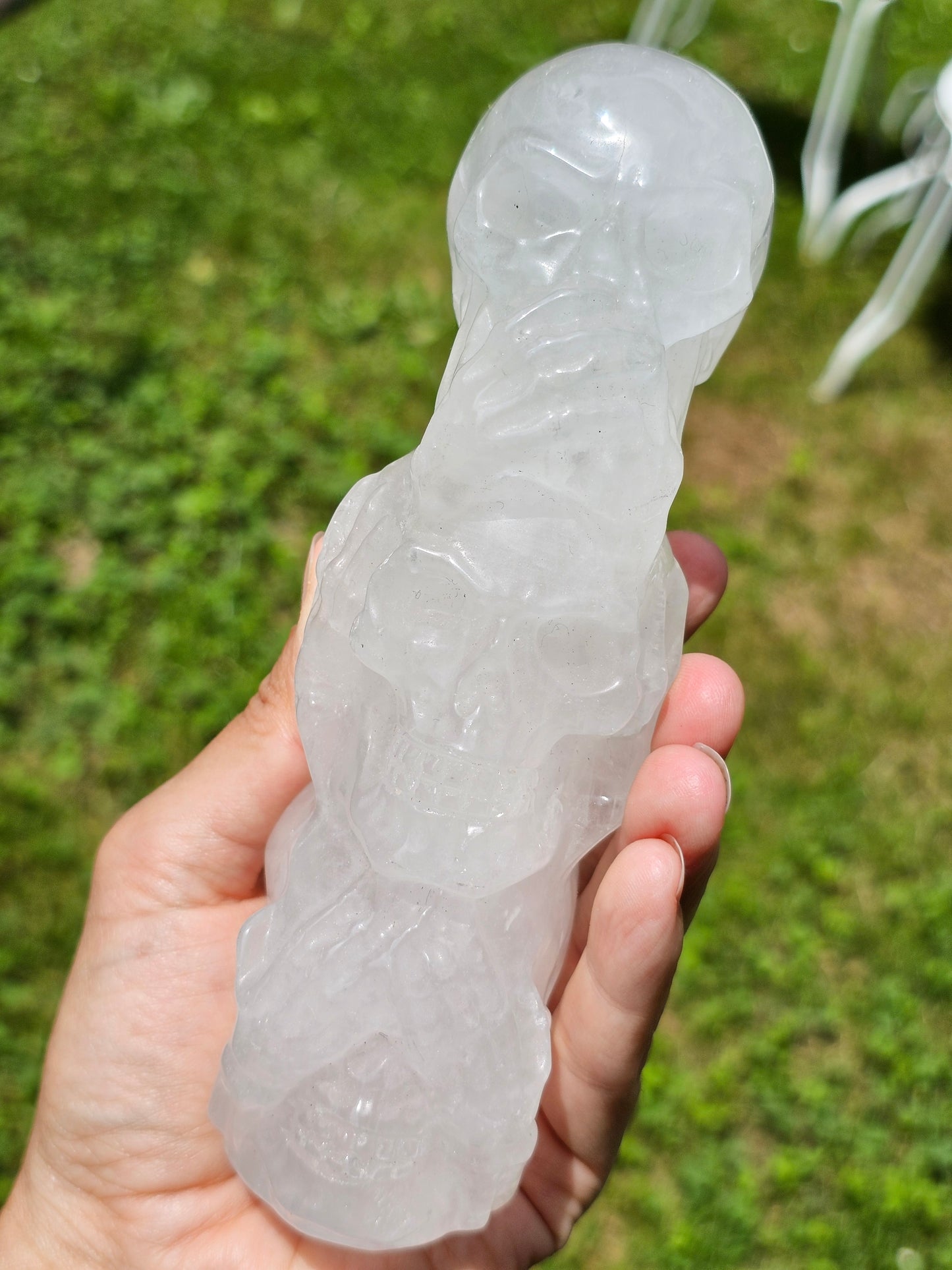 Triple crânes en Quartz (cristal de roche)