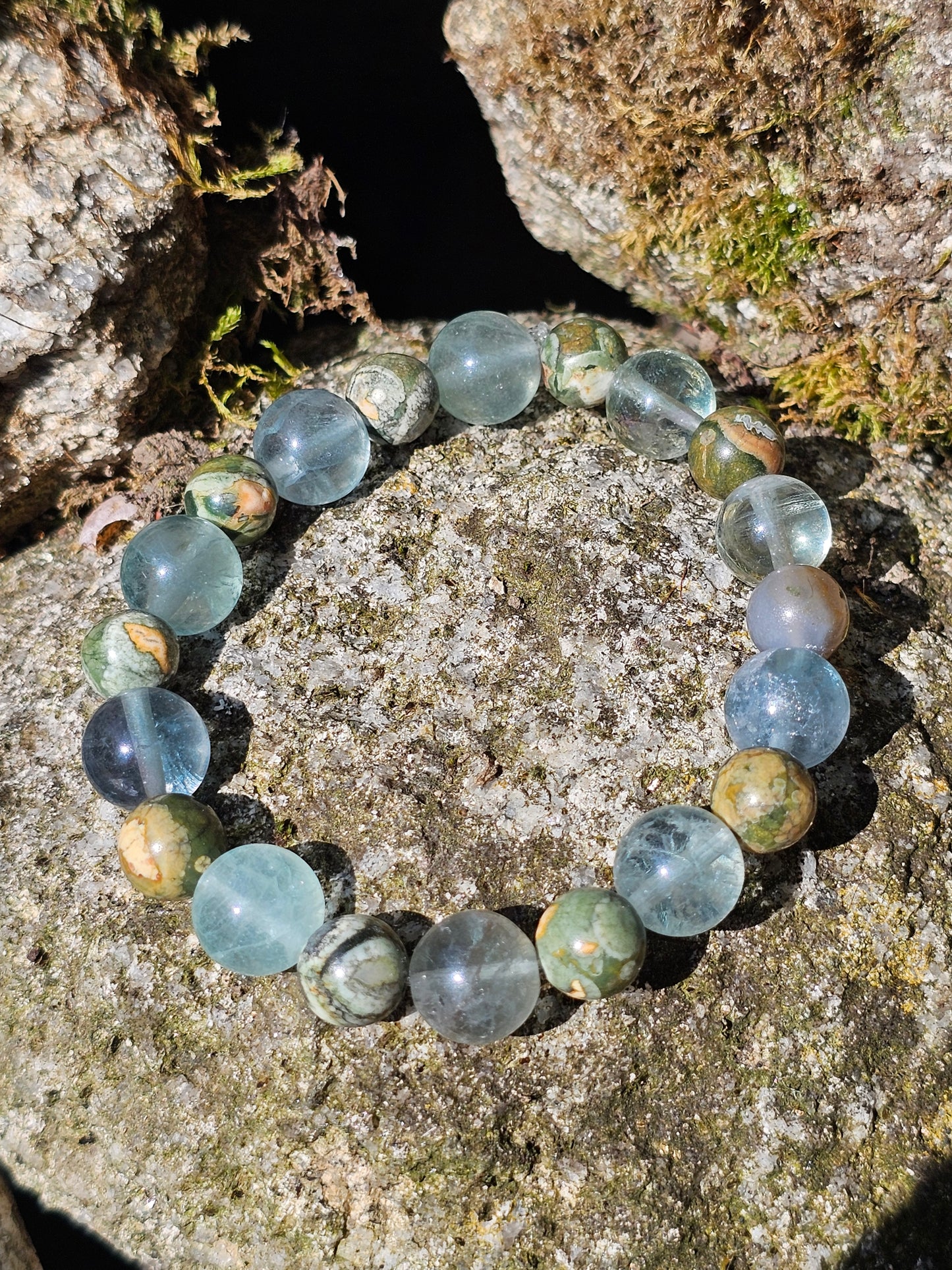 Bracelet Rhyolite et Fluorite verte