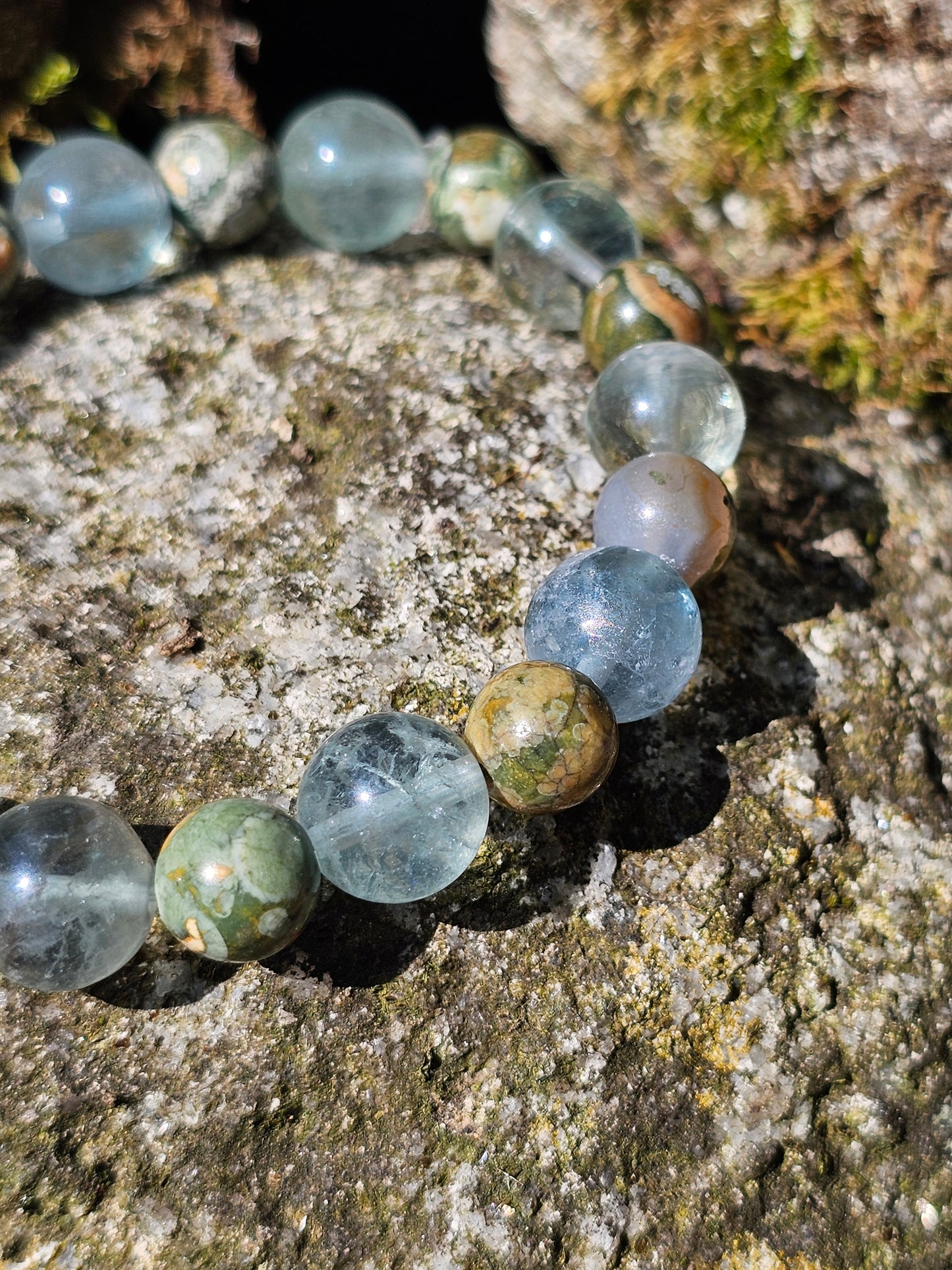 Bracelet Rhyolite et Fluorite verte