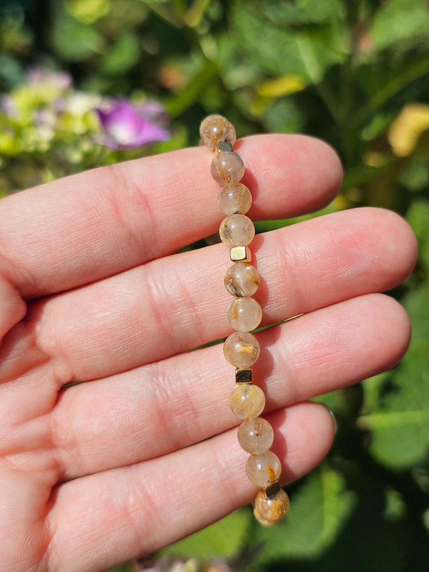 Bracelet Rutile Hématite et or fin