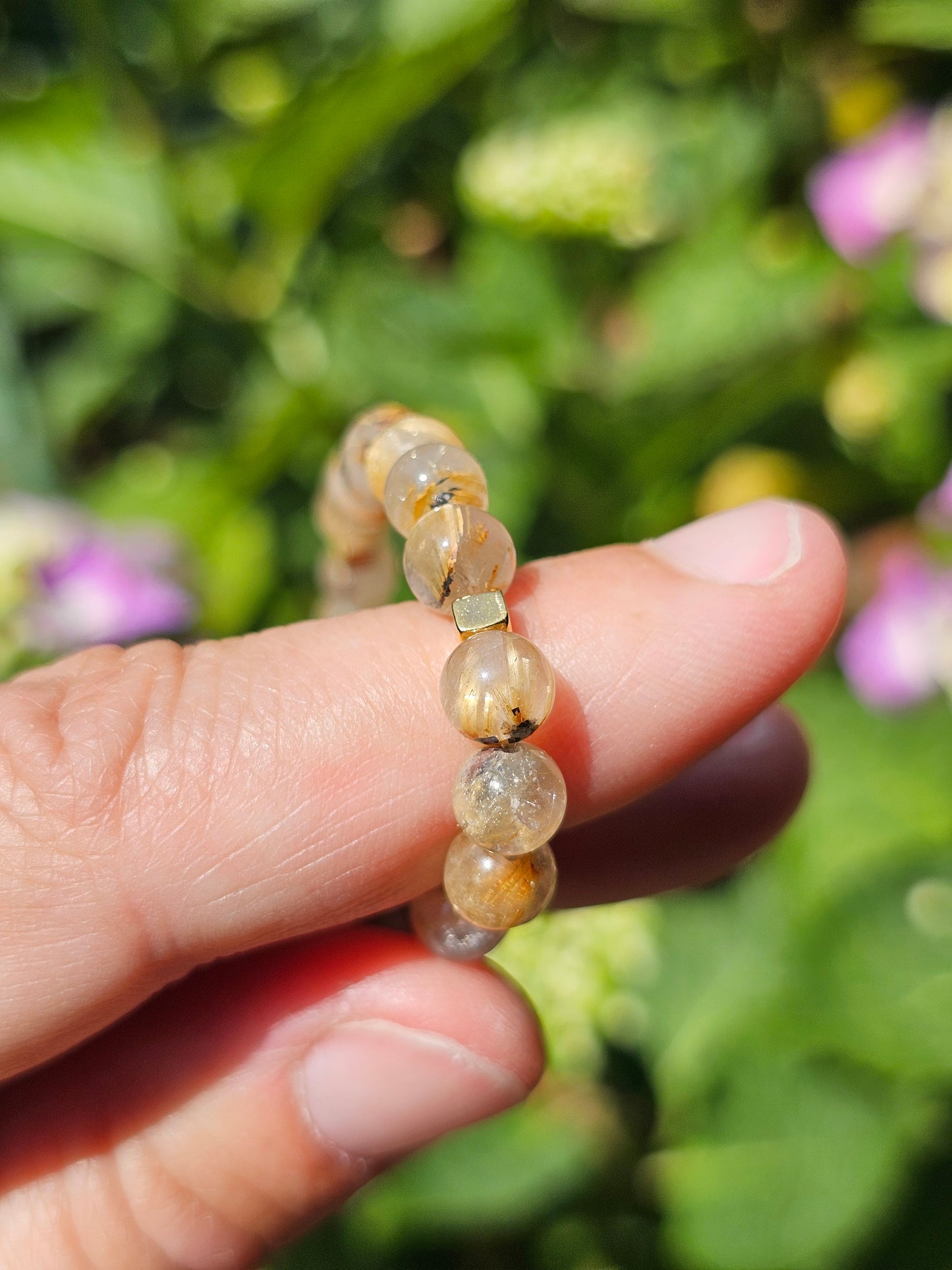 Bracelet Rutile Hématite et or fin