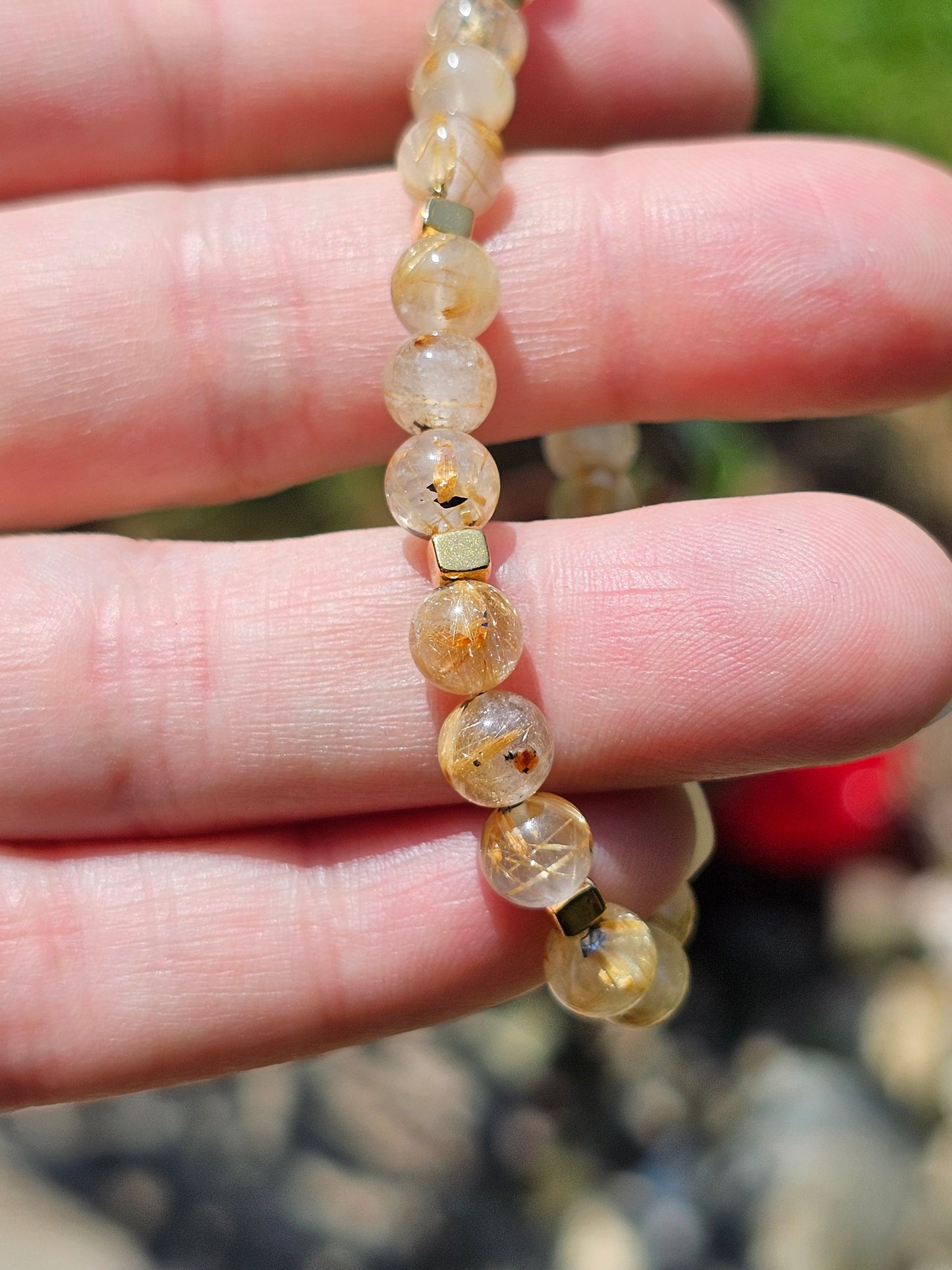 Bracelet Rutile Hématite et or fin