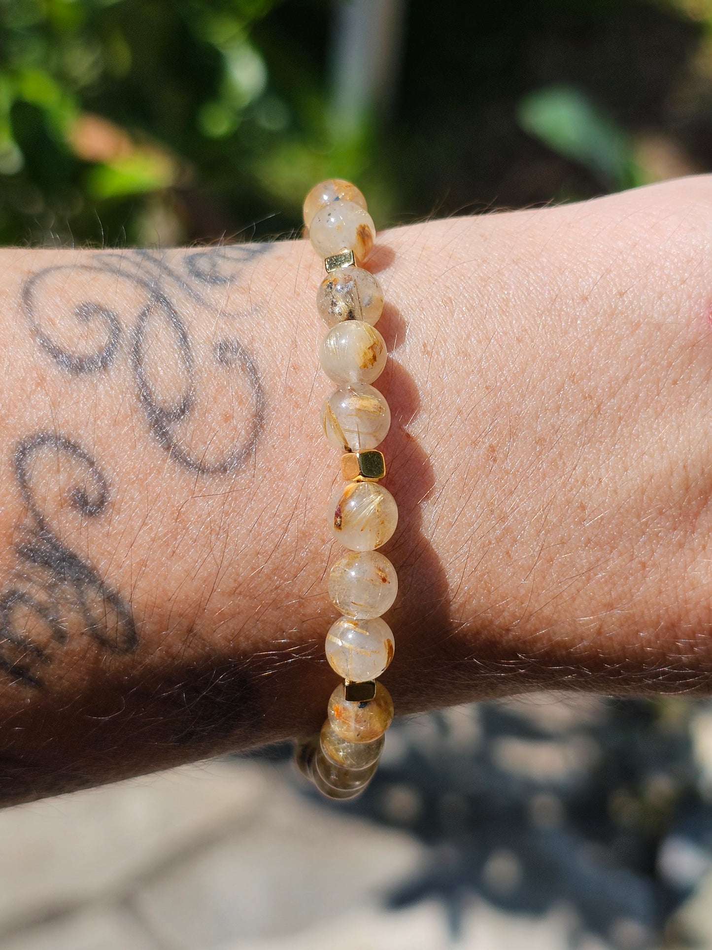 Bracelet Rutile Hématite et or fin