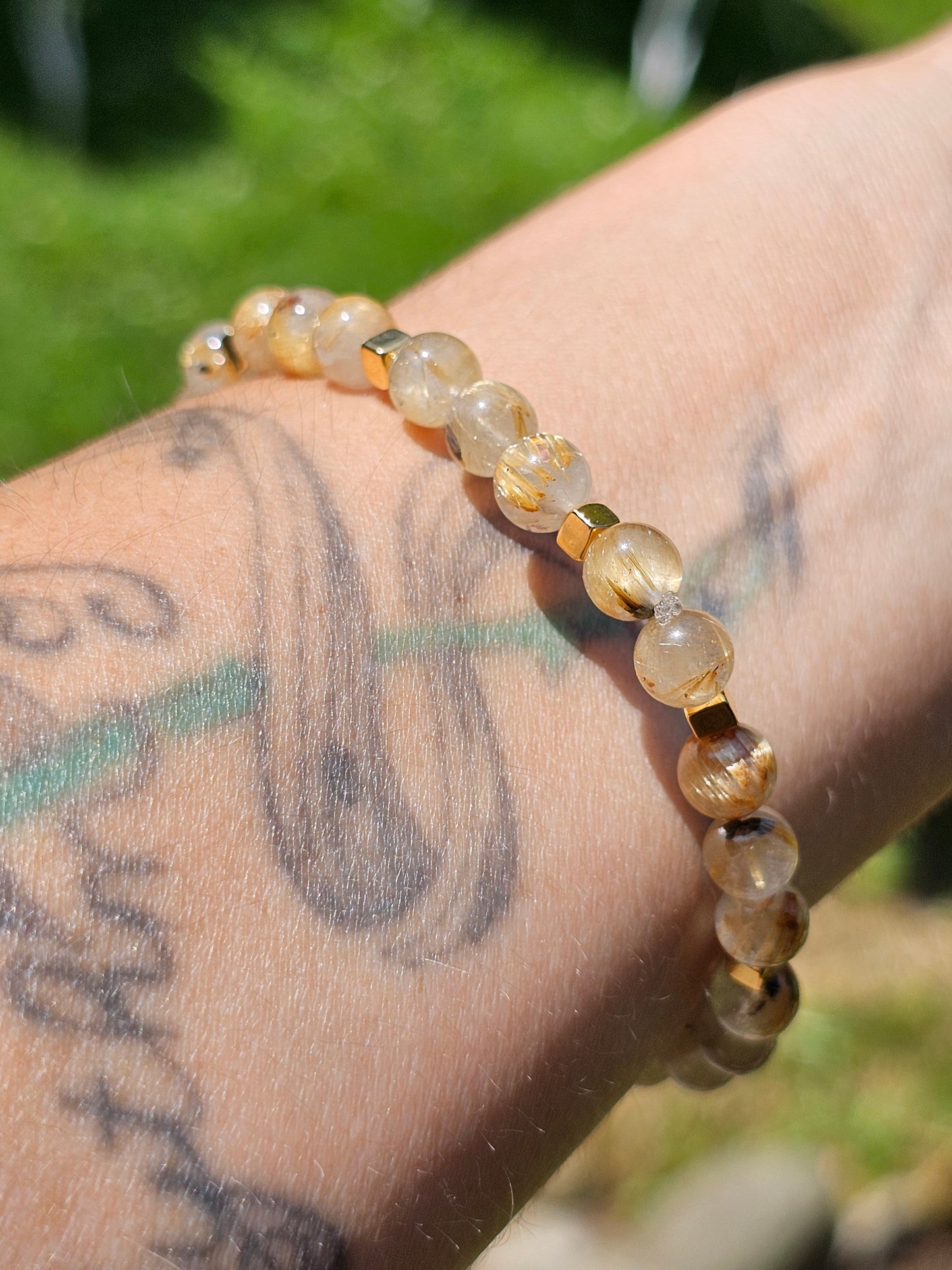Bracelet Rutile Hématite et or fin