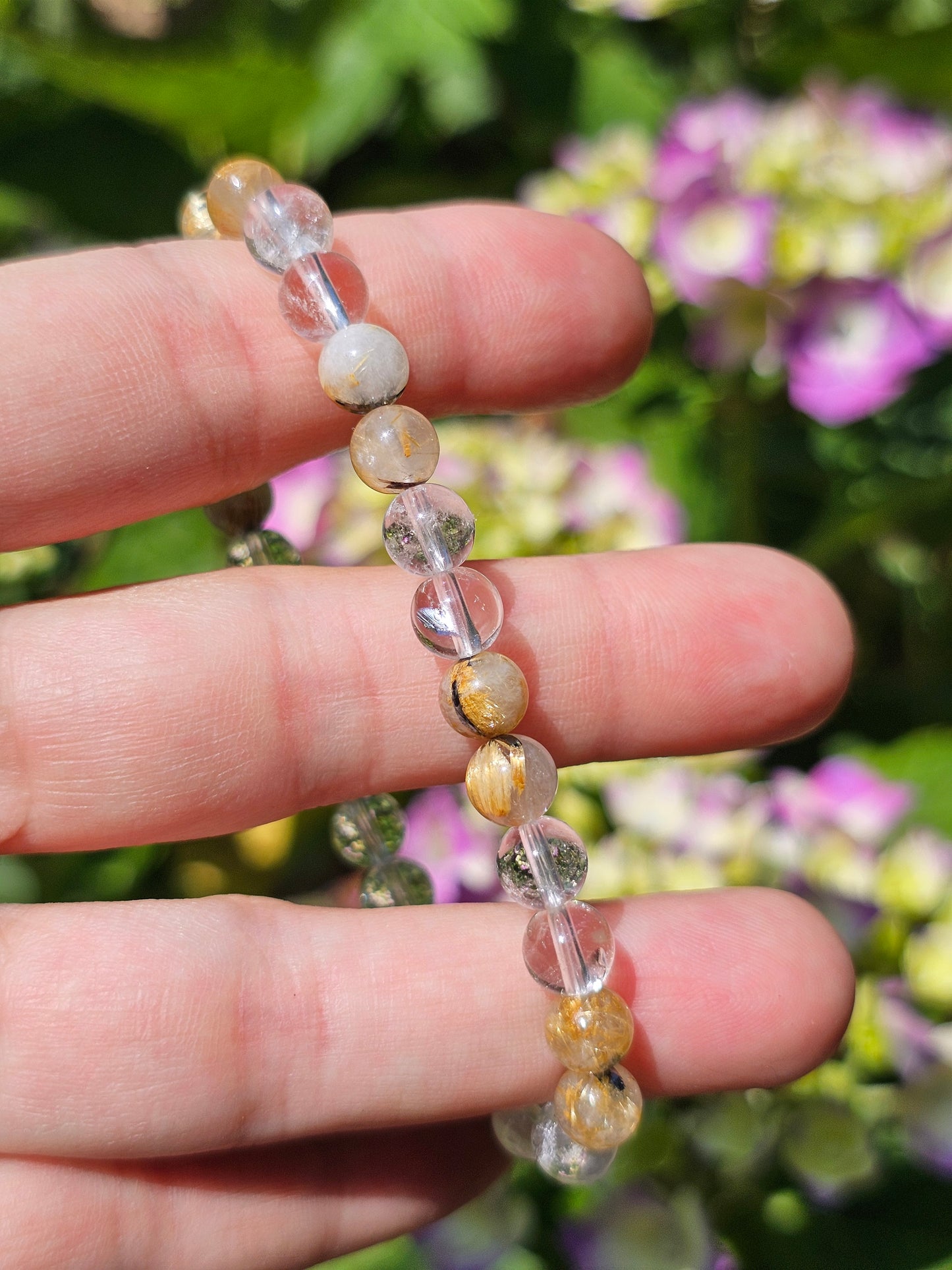 Bracelet Rutile Hématite et Cristal de roche