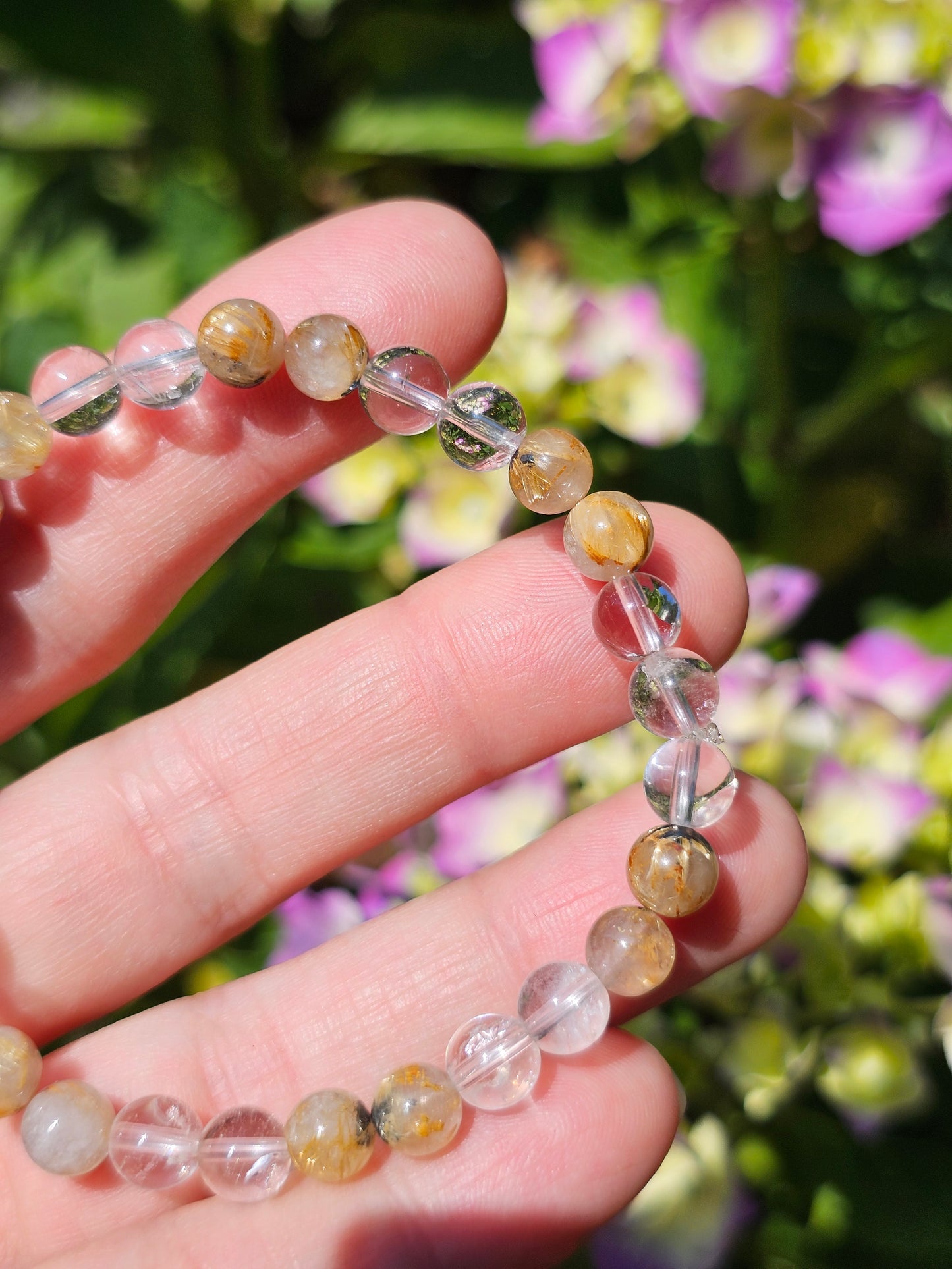 Bracelet Rutile Hématite et Cristal de roche